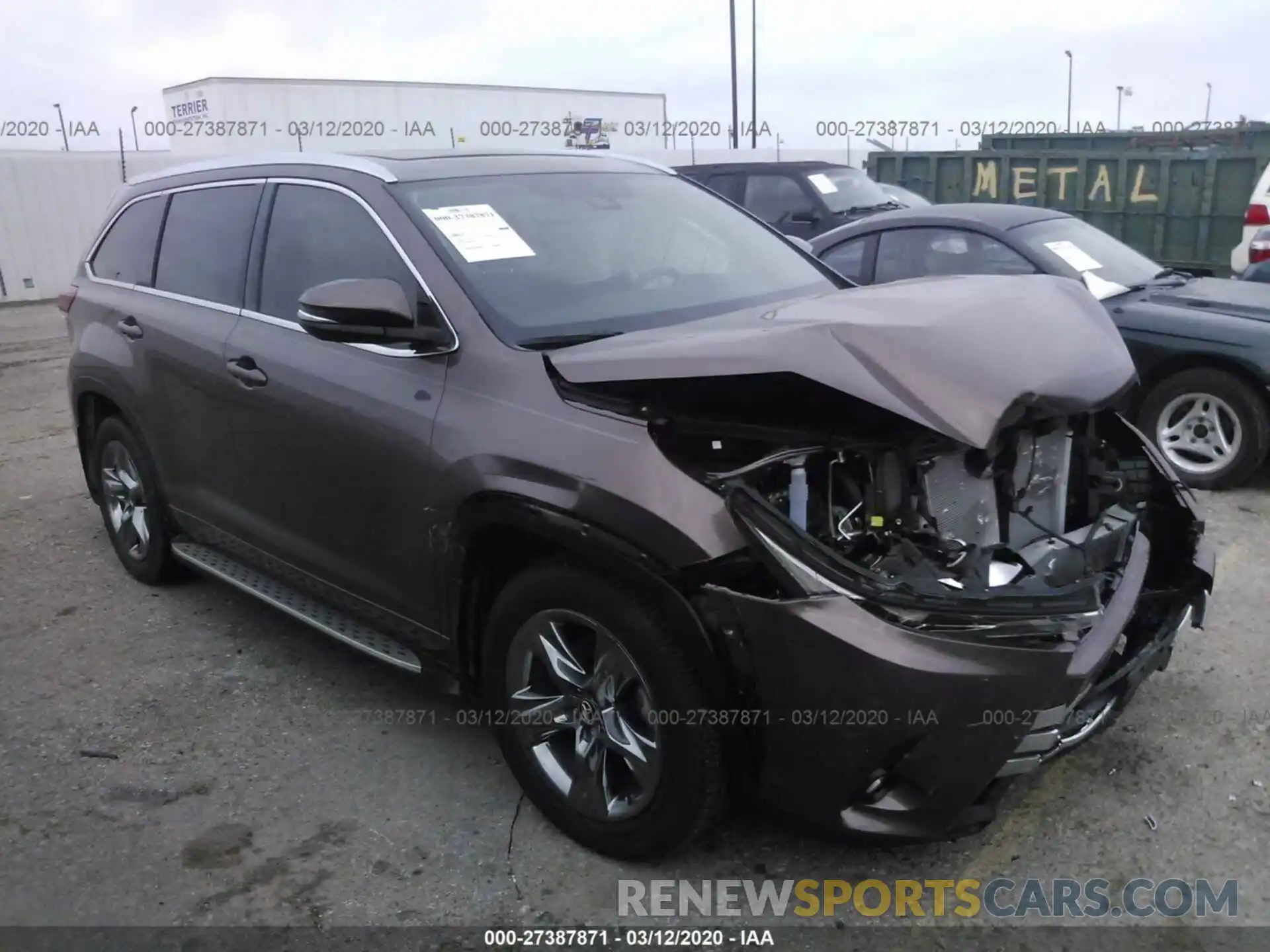 1 Photograph of a damaged car 5TDYZRFH8KS346243 TOYOTA HIGHLANDER 2019