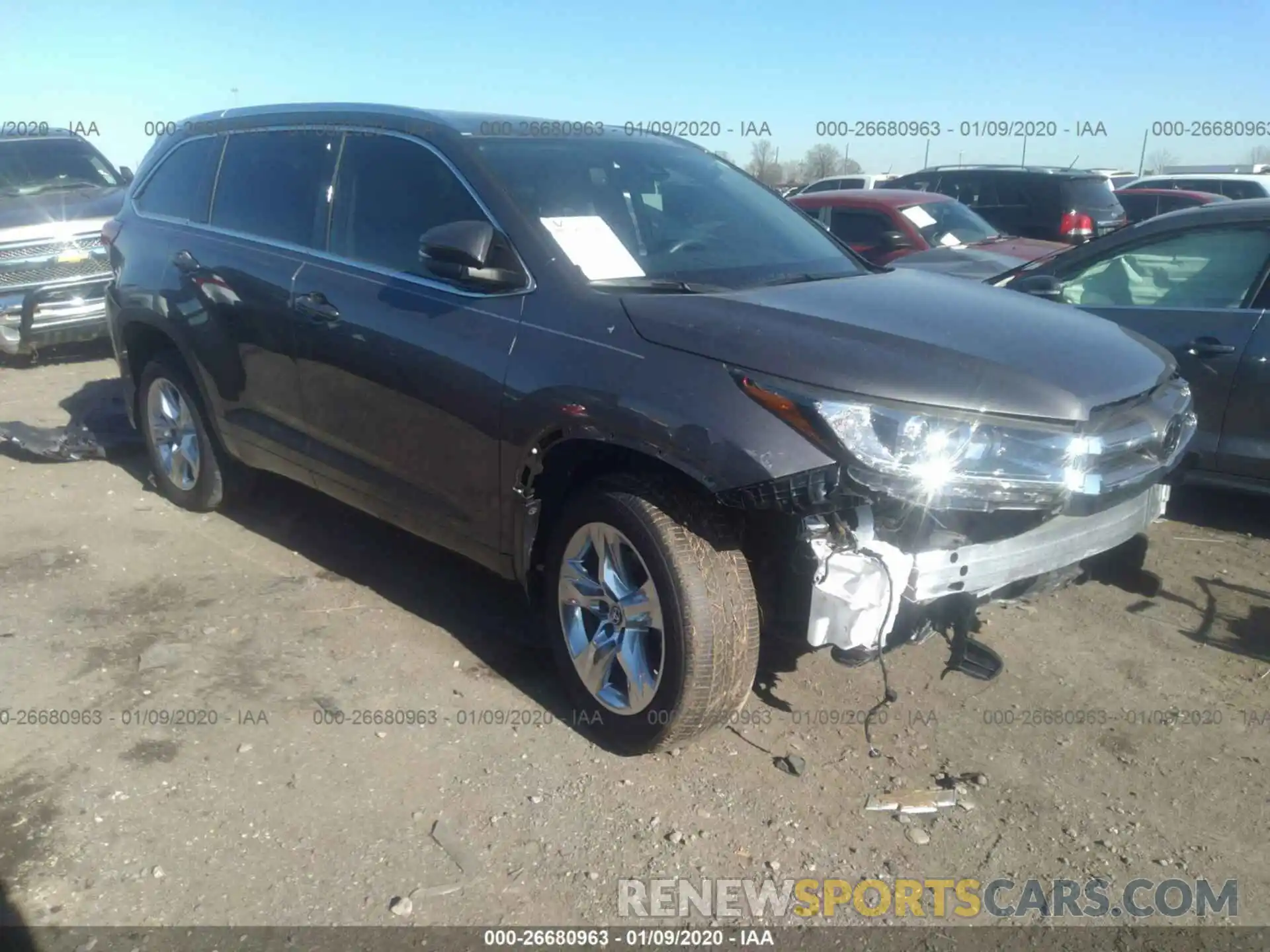 1 Photograph of a damaged car 5TDYZRFH9KS297649 TOYOTA HIGHLANDER 2019