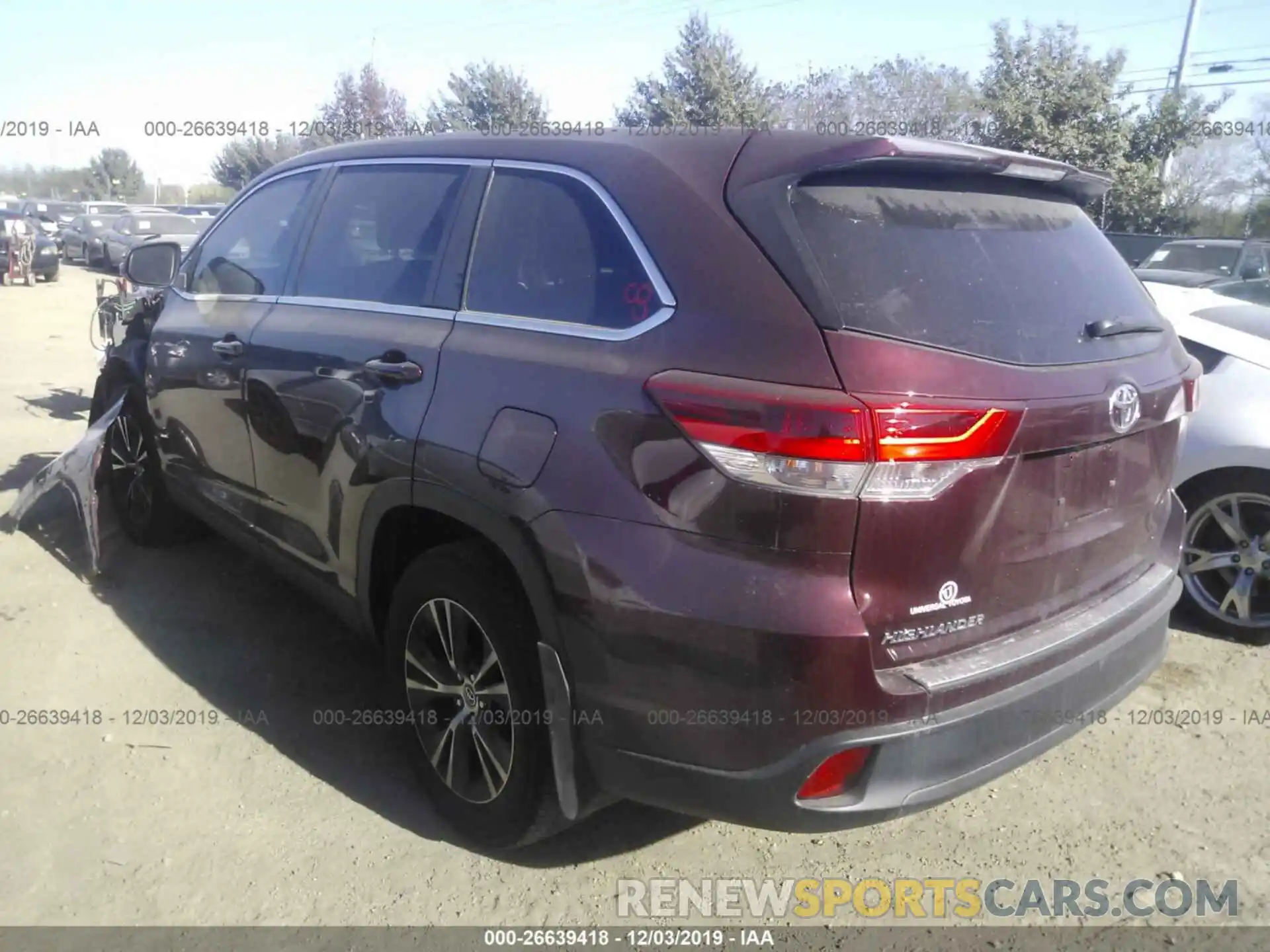 3 Photograph of a damaged car 5TDZARFH1KS042375 TOYOTA HIGHLANDER 2019