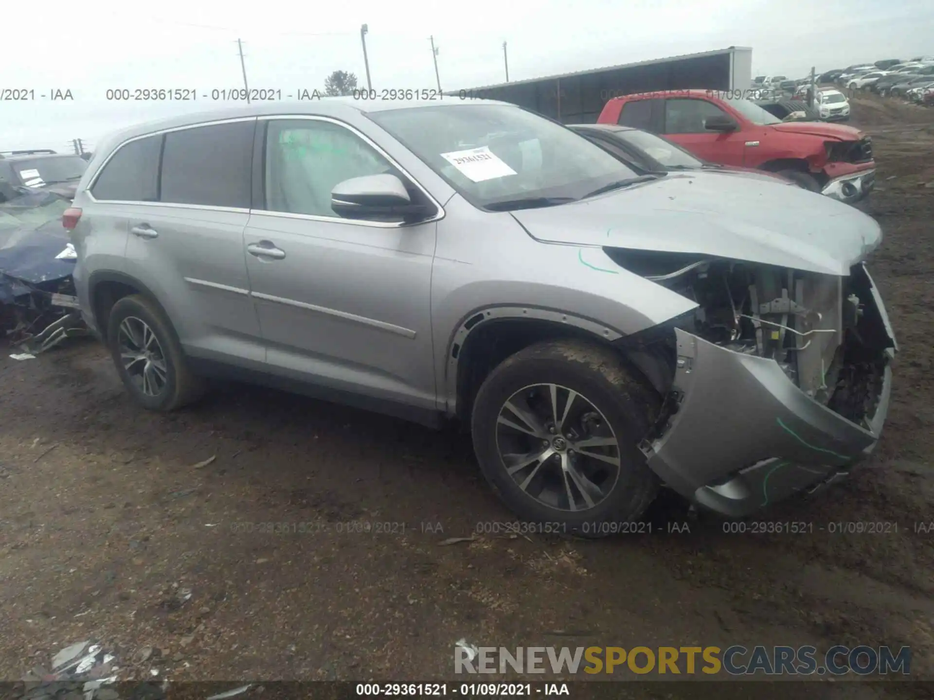 1 Photograph of a damaged car 5TDZARFH4KS043584 TOYOTA HIGHLANDER 2019