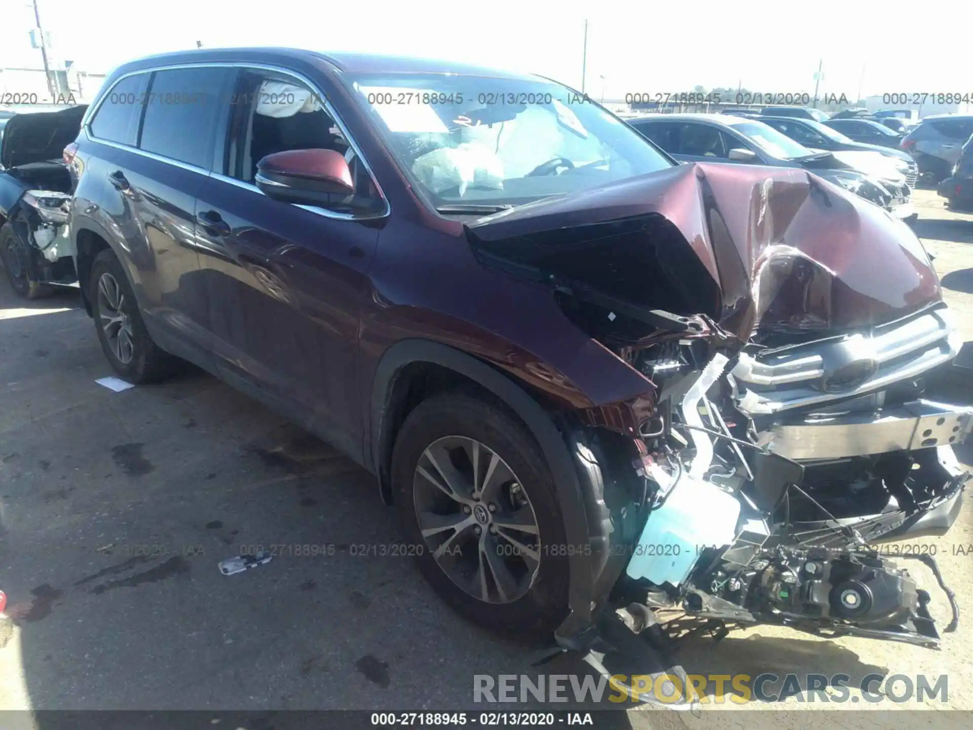 1 Фотография поврежденного автомобиля 5TDZARFH4KS059722 TOYOTA HIGHLANDER 2019