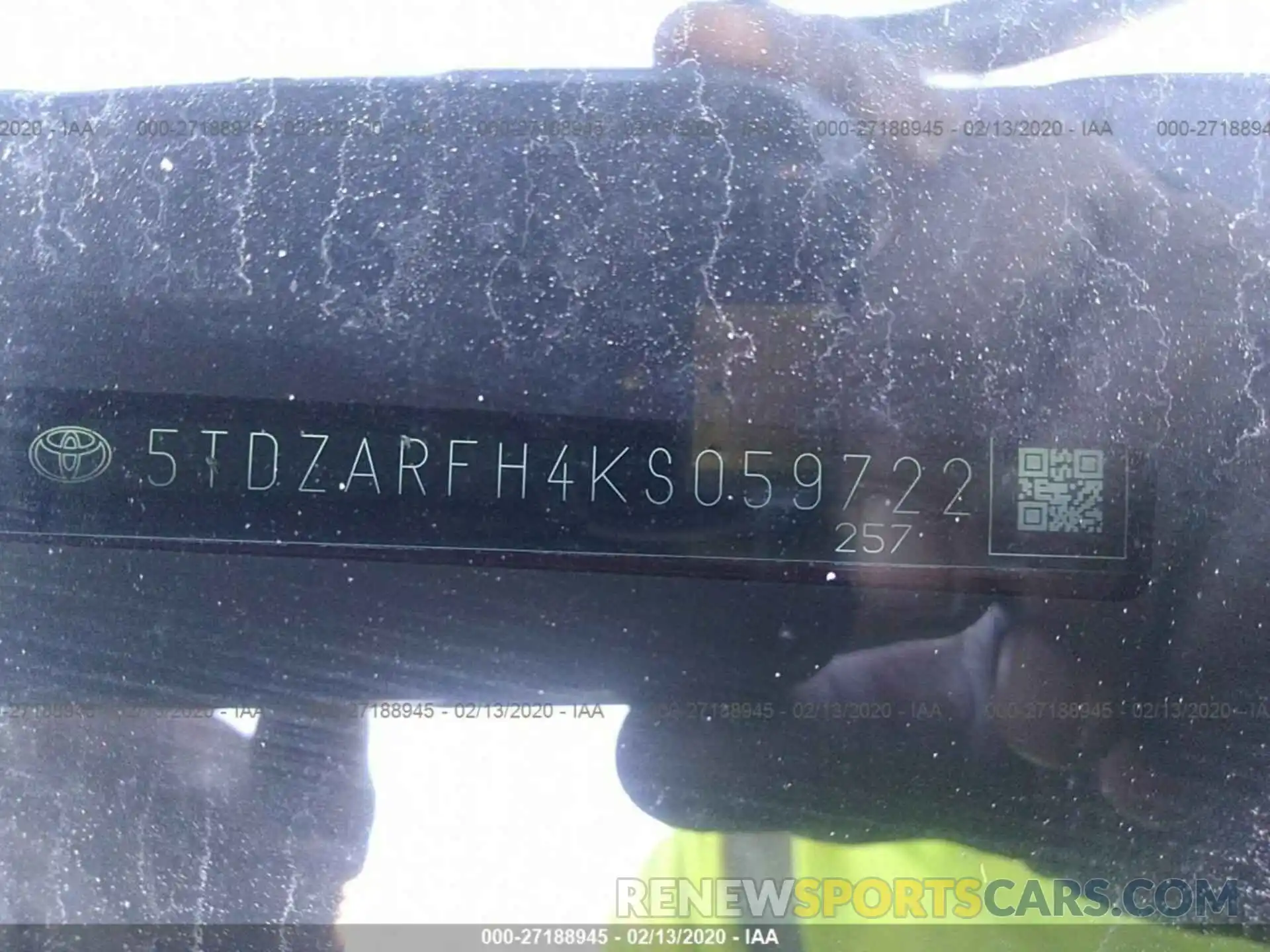 9 Фотография поврежденного автомобиля 5TDZARFH4KS059722 TOYOTA HIGHLANDER 2019