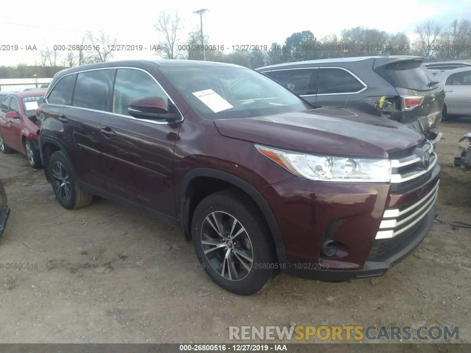 1 Photograph of a damaged car 5TDZARFH5KS044422 TOYOTA HIGHLANDER 2019