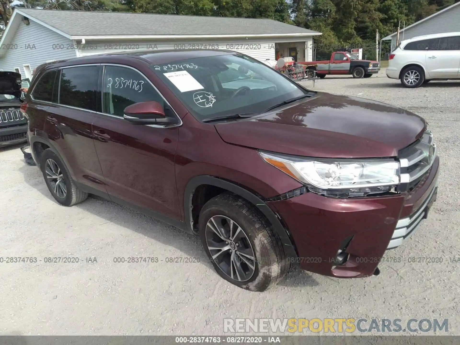 1 Photograph of a damaged car 5TDZARFH8KS046360 TOYOTA HIGHLANDER 2019