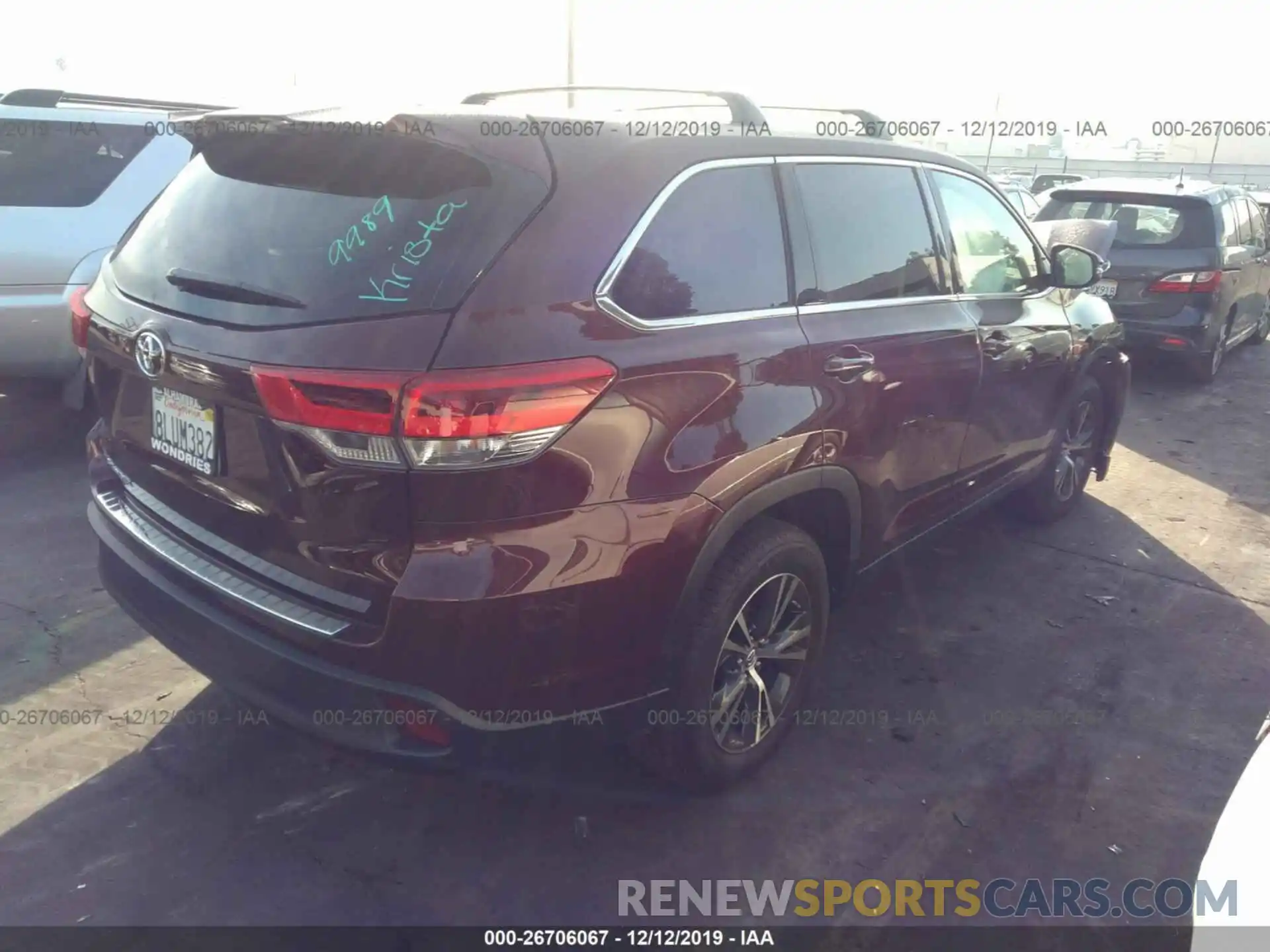 4 Фотография поврежденного автомобиля 5TDZARFHXKS054427 TOYOTA HIGHLANDER 2019