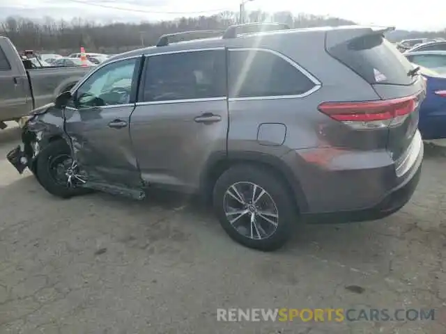 2 Photograph of a damaged car 5TDZZRFH1KS321740 TOYOTA HIGHLANDER 2019