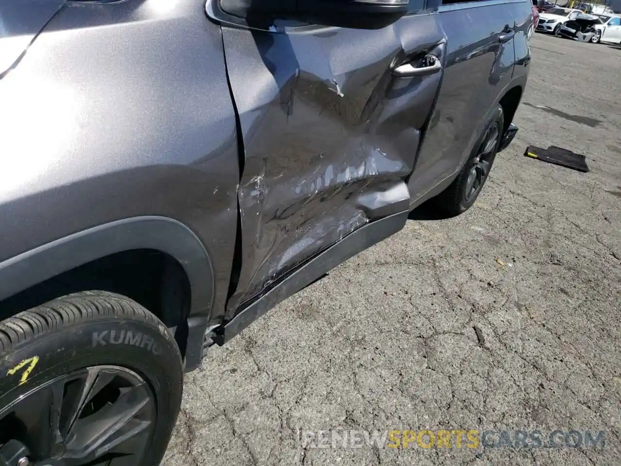 9 Photograph of a damaged car 5TDZZRFH2KS328860 TOYOTA HIGHLANDER 2019