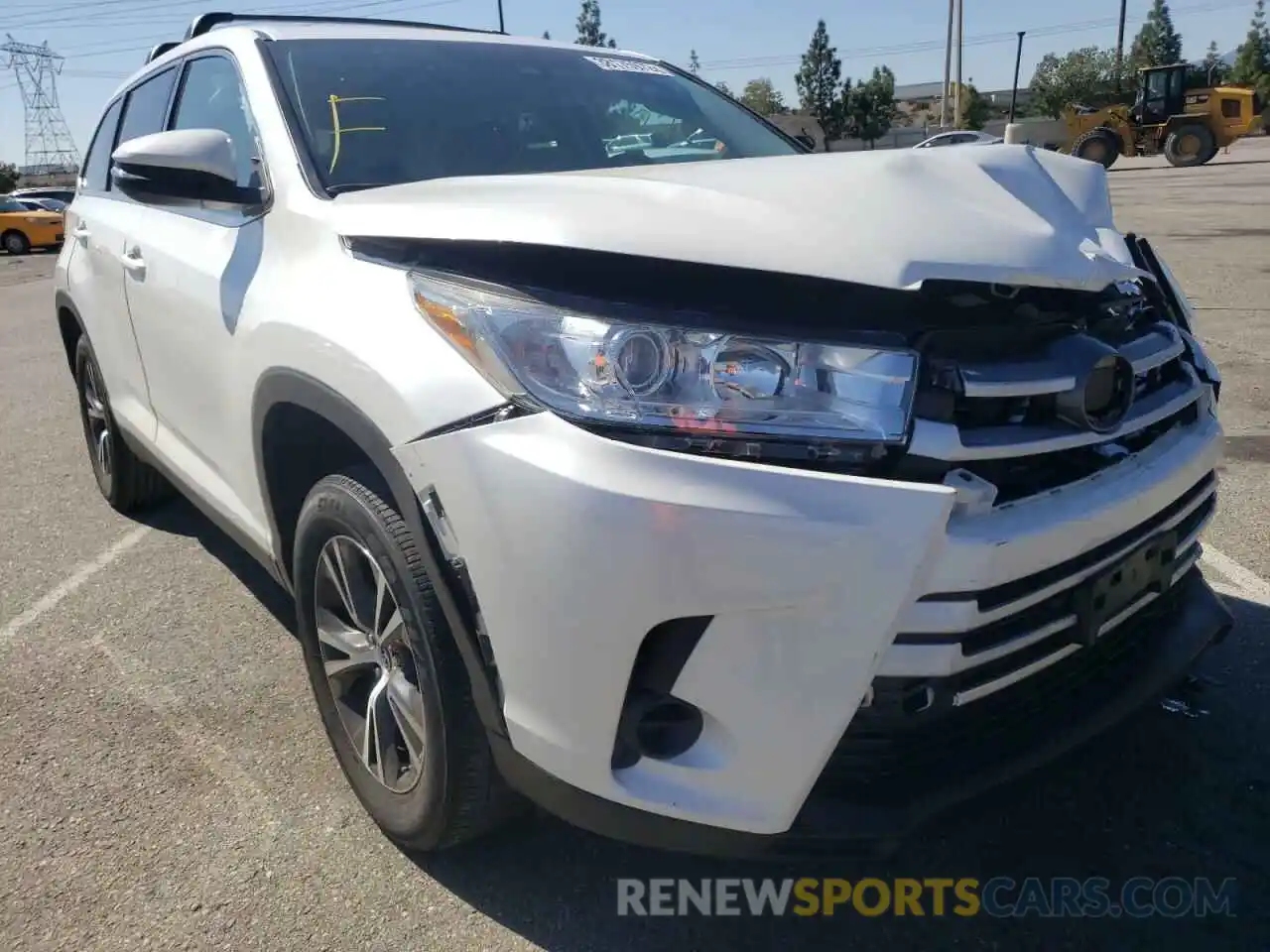 1 Photograph of a damaged car 5TDZZRFH2KS361602 TOYOTA HIGHLANDER 2019