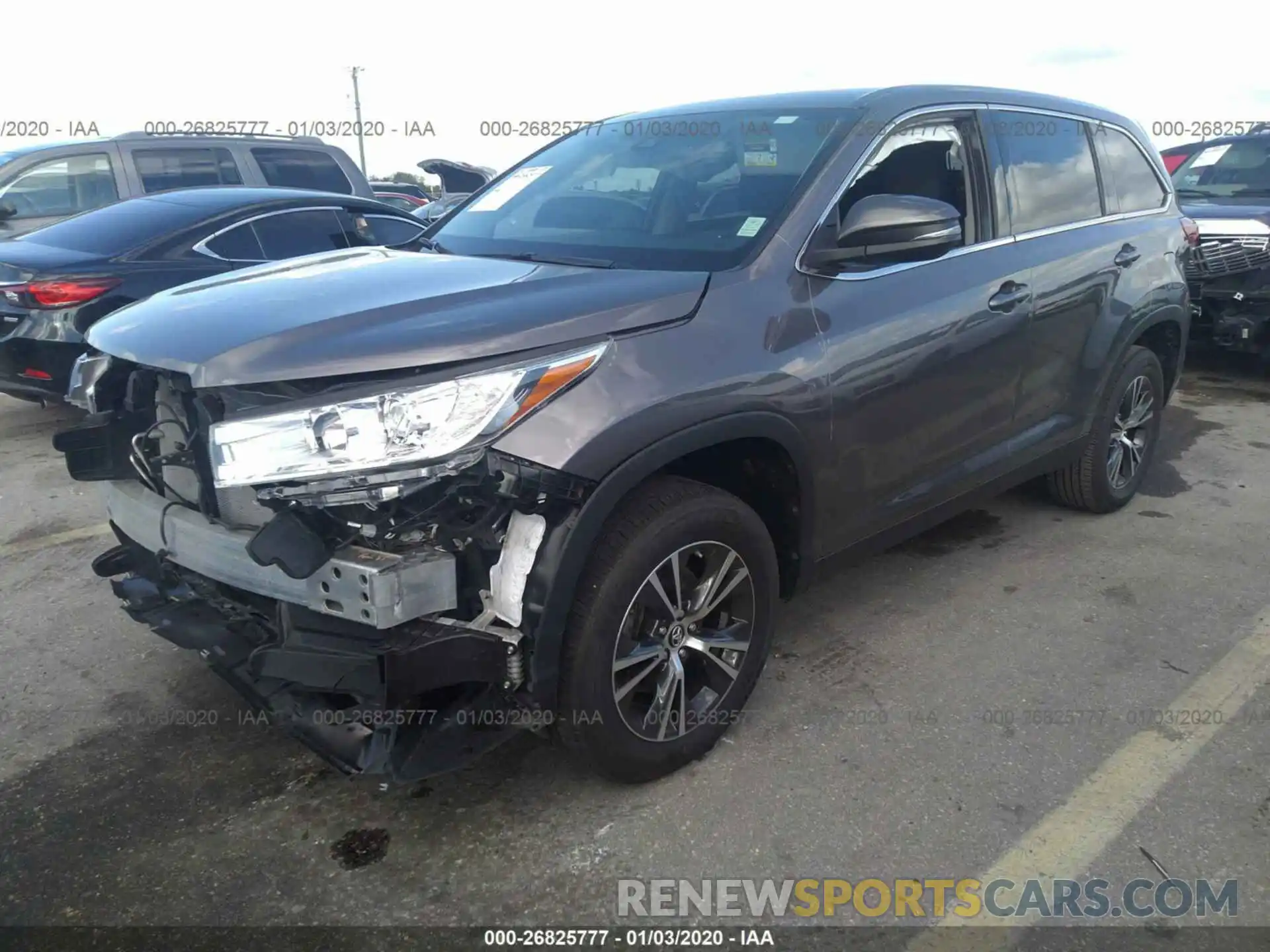 2 Photograph of a damaged car 5TDZZRFH3KS289339 TOYOTA HIGHLANDER 2019