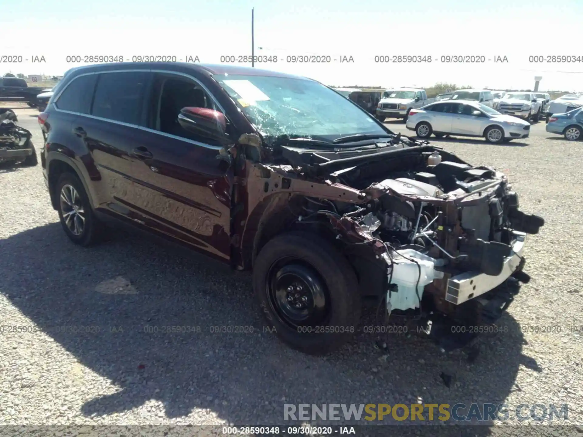 1 Photograph of a damaged car 5TDZZRFH7KS354550 TOYOTA HIGHLANDER 2019