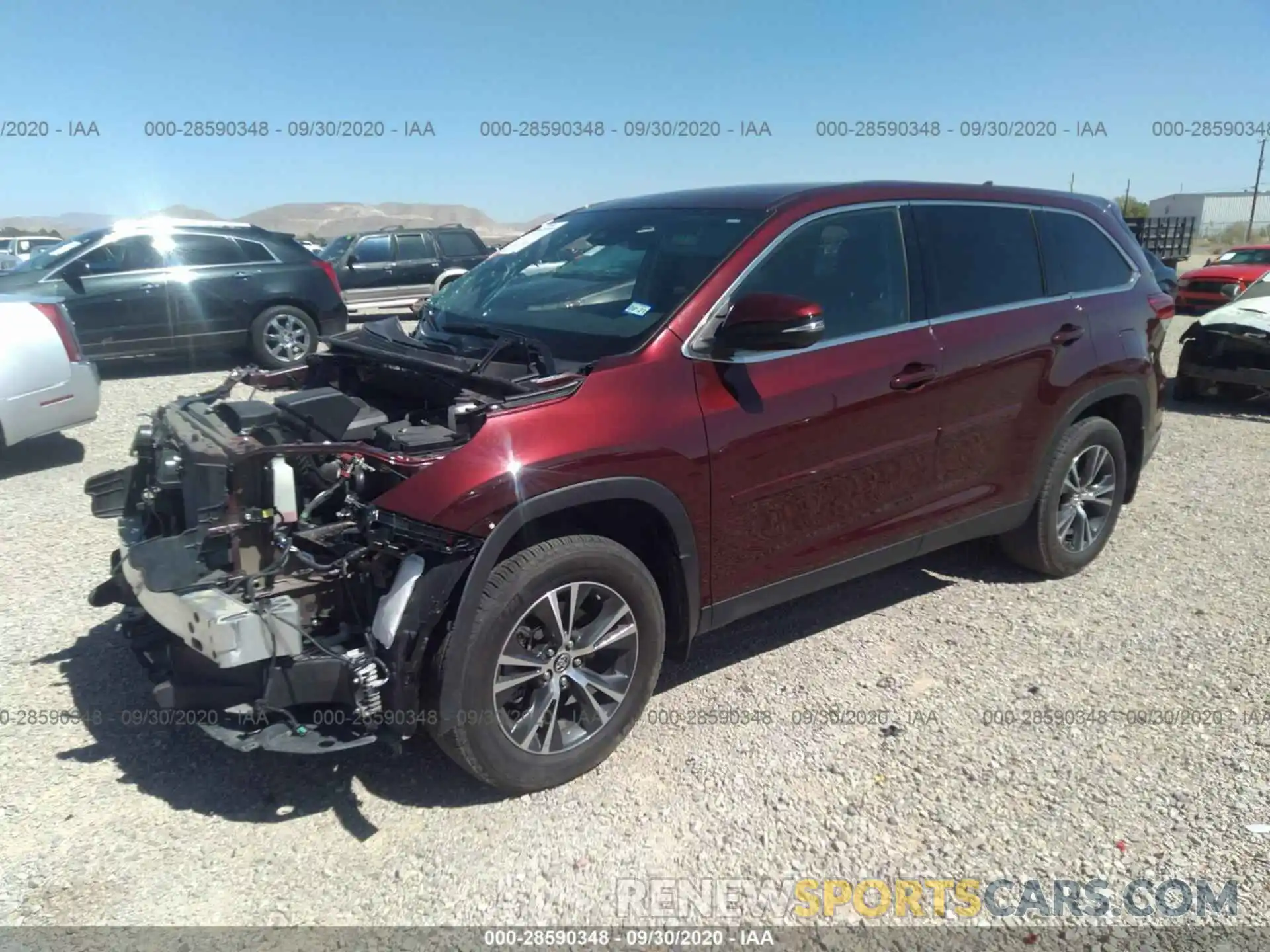 2 Photograph of a damaged car 5TDZZRFH7KS354550 TOYOTA HIGHLANDER 2019