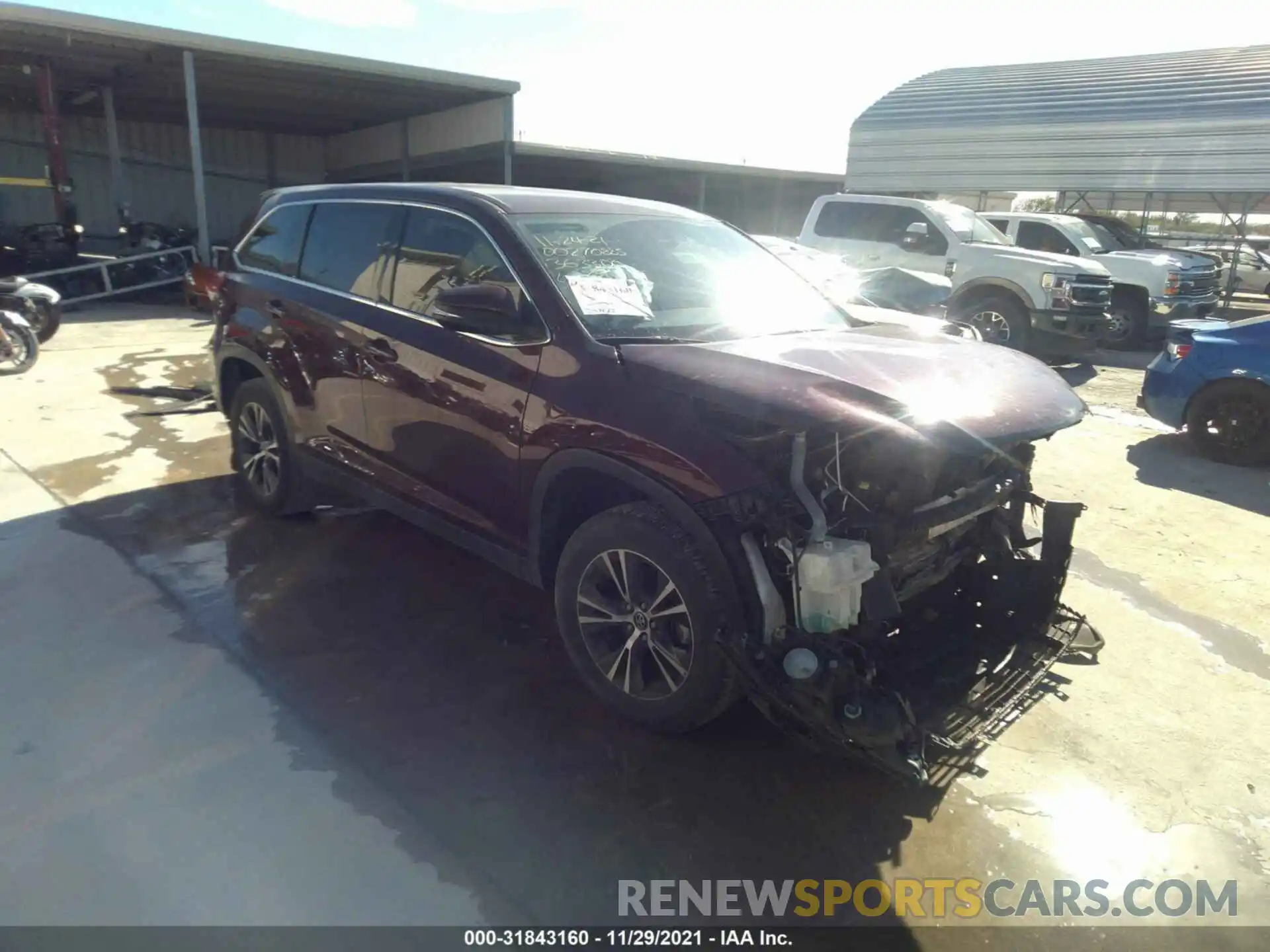 1 Photograph of a damaged car 5TDZZRFH7KS363300 TOYOTA HIGHLANDER 2019