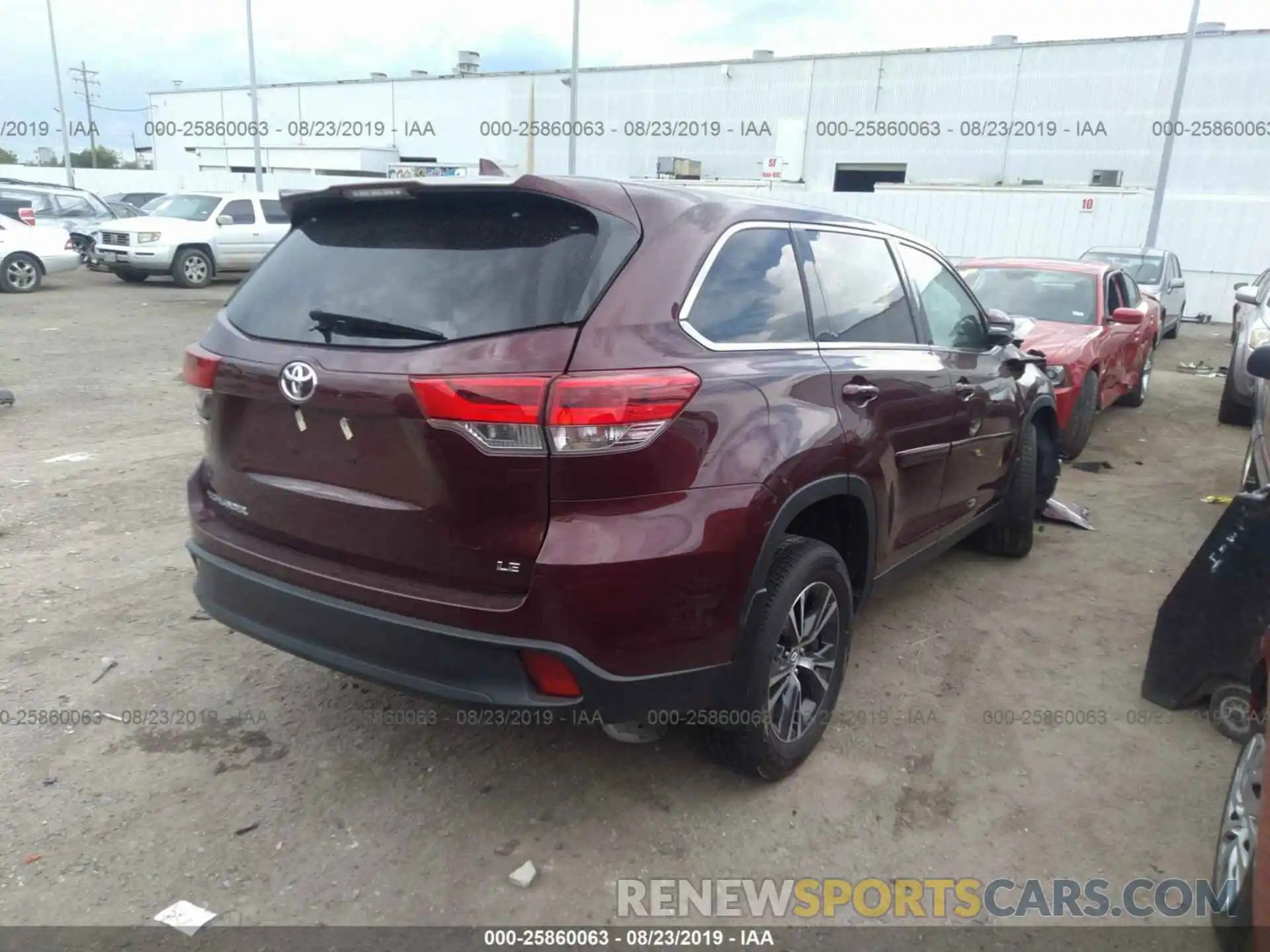 4 Фотография поврежденного автомобиля 5TDZZRFH8KS310458 TOYOTA HIGHLANDER 2019