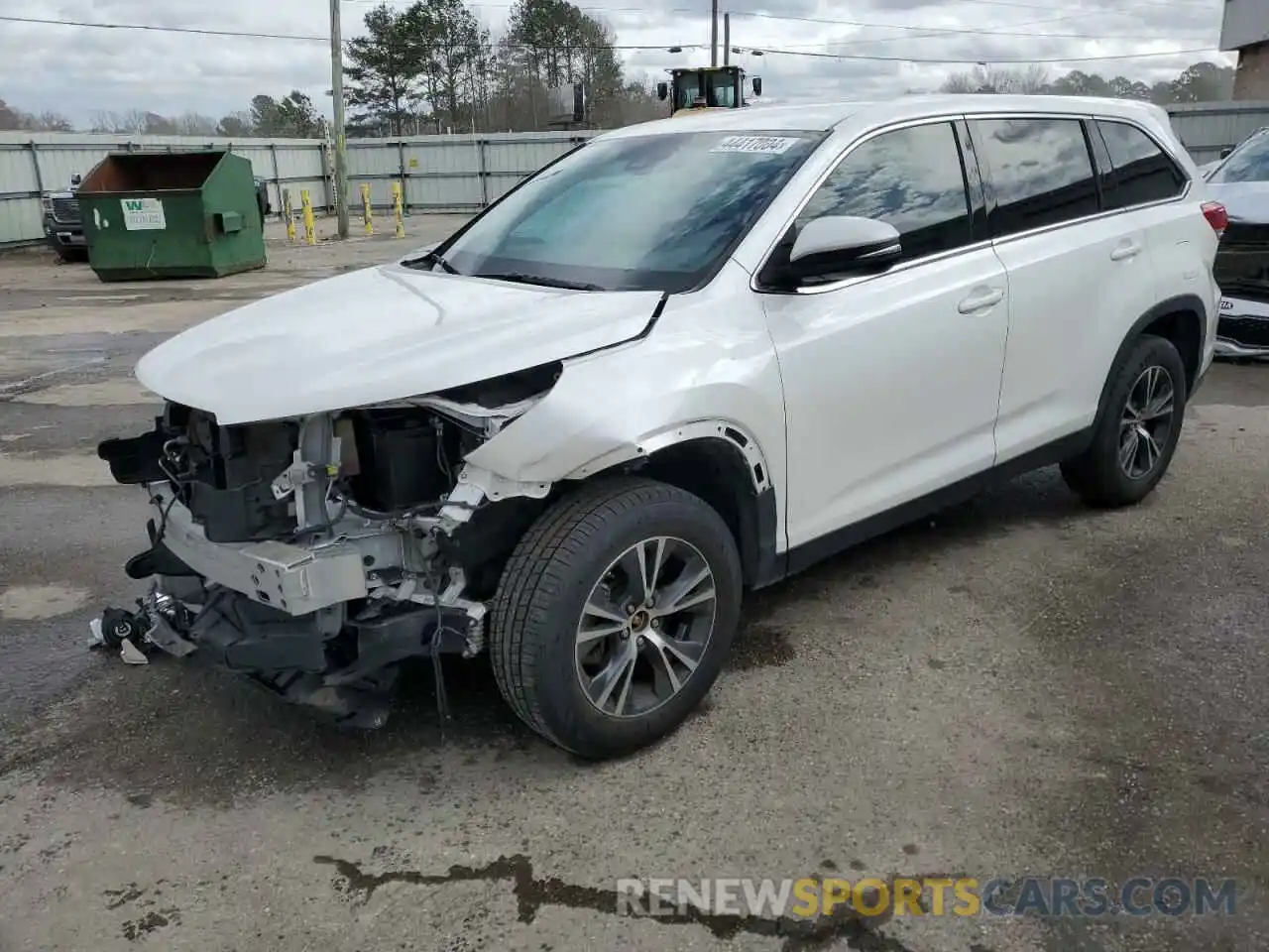 1 Photograph of a damaged car 5TDZZRFH8KS361703 TOYOTA HIGHLANDER 2019