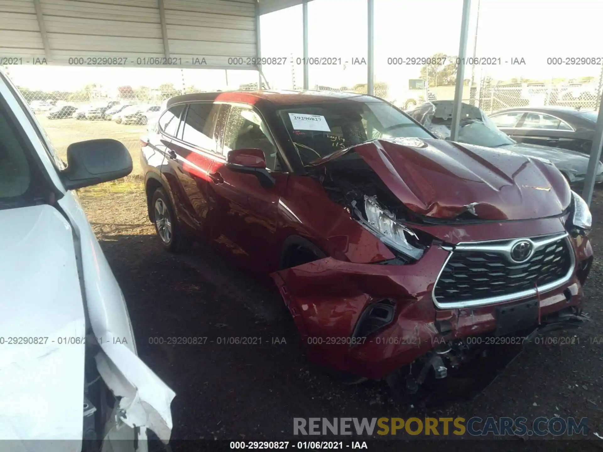 1 Photograph of a damaged car 5TDBZRBH1LS019311 TOYOTA HIGHLANDER 2020