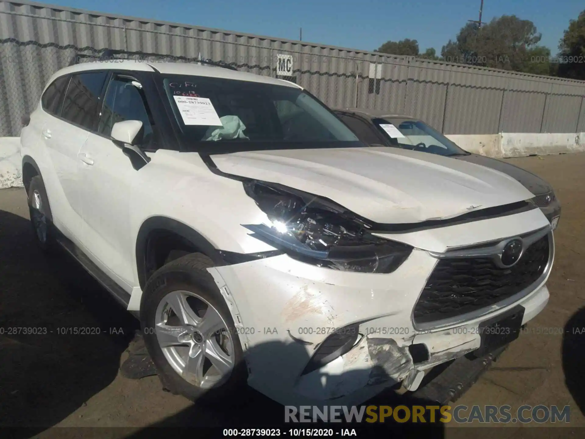 1 Photograph of a damaged car 5TDCZRAH0LS001159 TOYOTA HIGHLANDER 2020