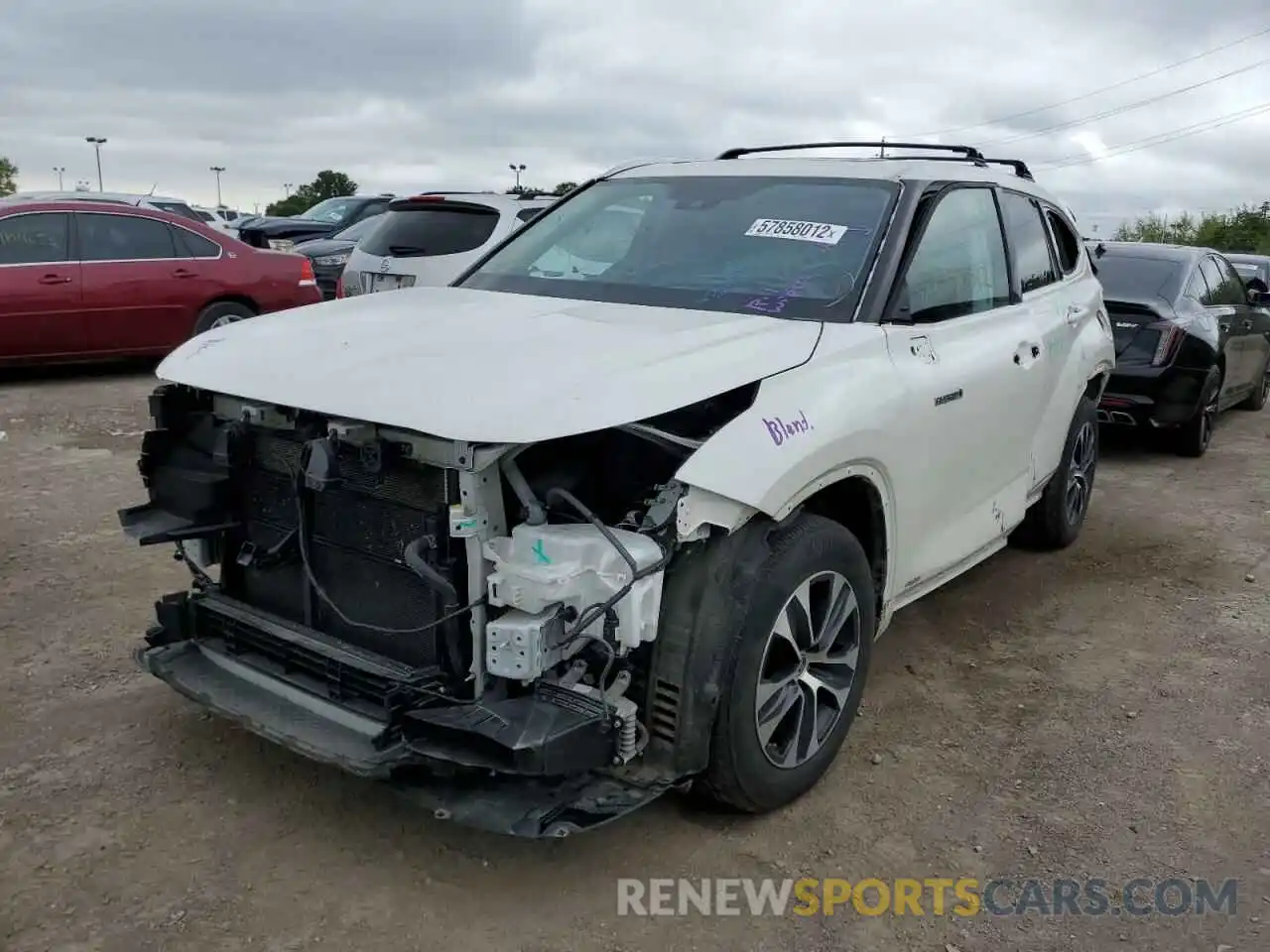 2 Photograph of a damaged car 5TDGBRCH0LS509344 TOYOTA HIGHLANDER 2020