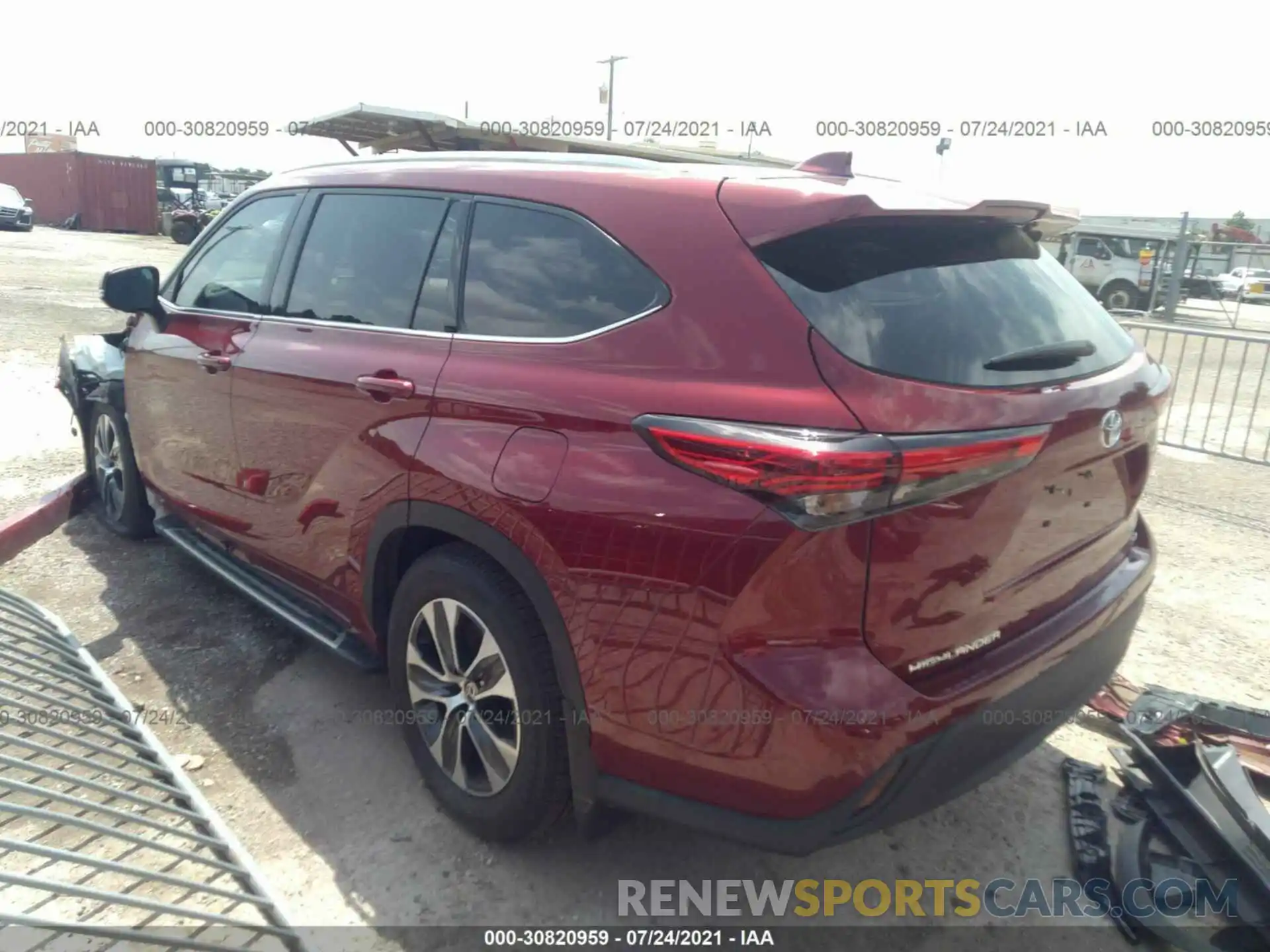 3 Photograph of a damaged car 5TDGZRAH5LS509905 TOYOTA HIGHLANDER 2020