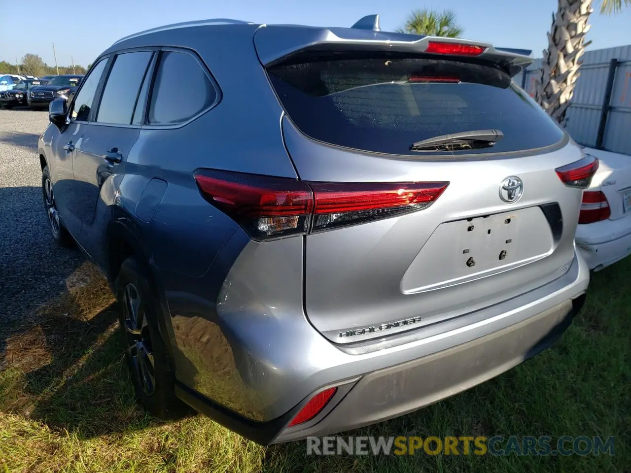 3 Photograph of a damaged car 5TDGZRAH9LS008421 TOYOTA HIGHLANDER 2020