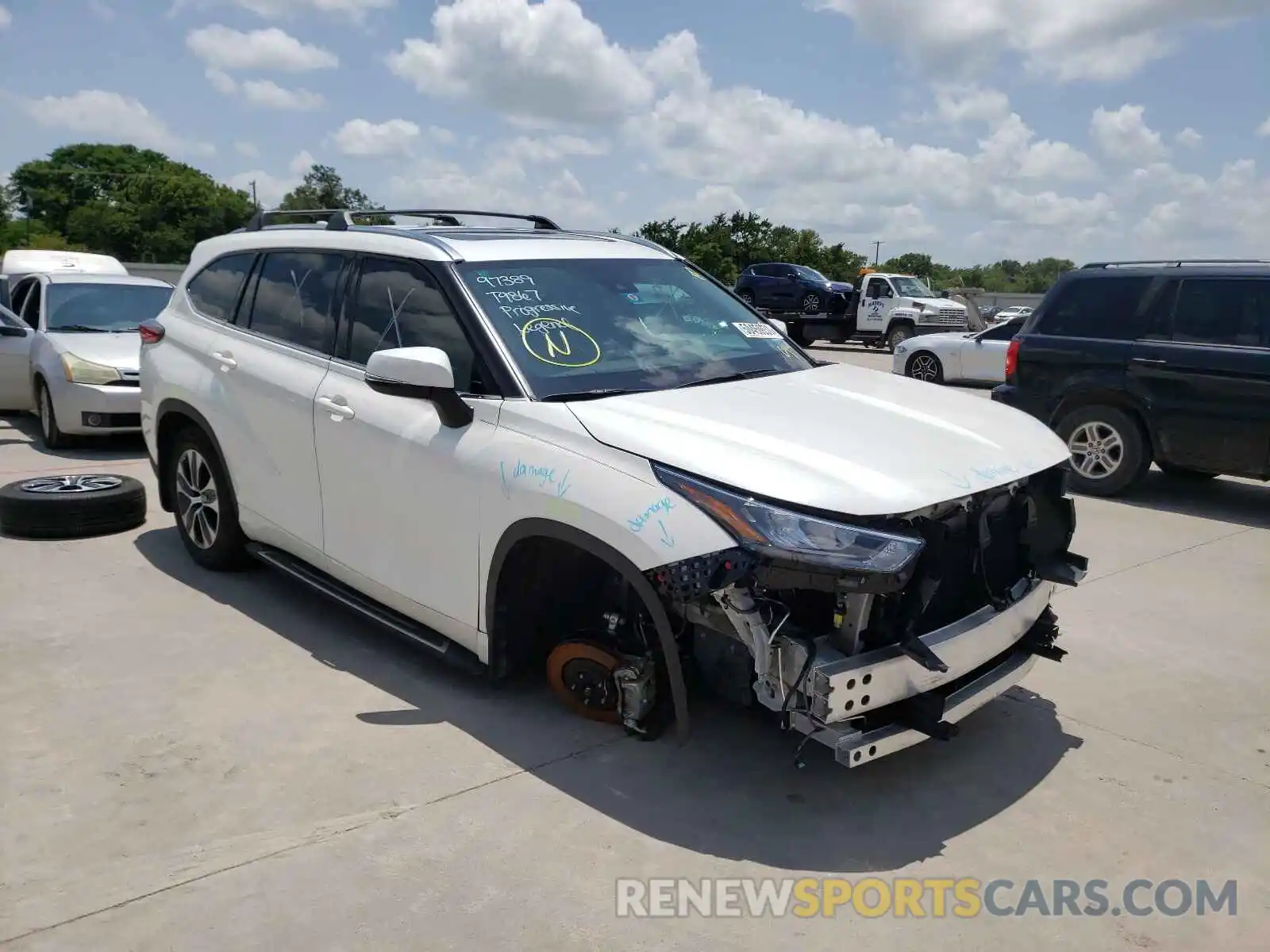 1 Photograph of a damaged car 5TDGZRBH0LS518333 TOYOTA HIGHLANDER 2020