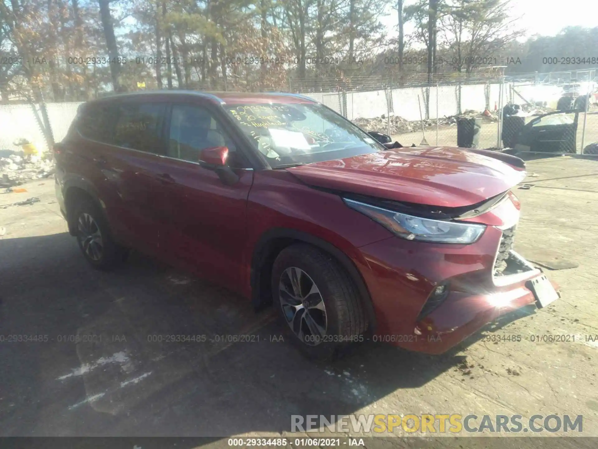 1 Photograph of a damaged car 5TDGZRBH3LS509416 TOYOTA HIGHLANDER 2020