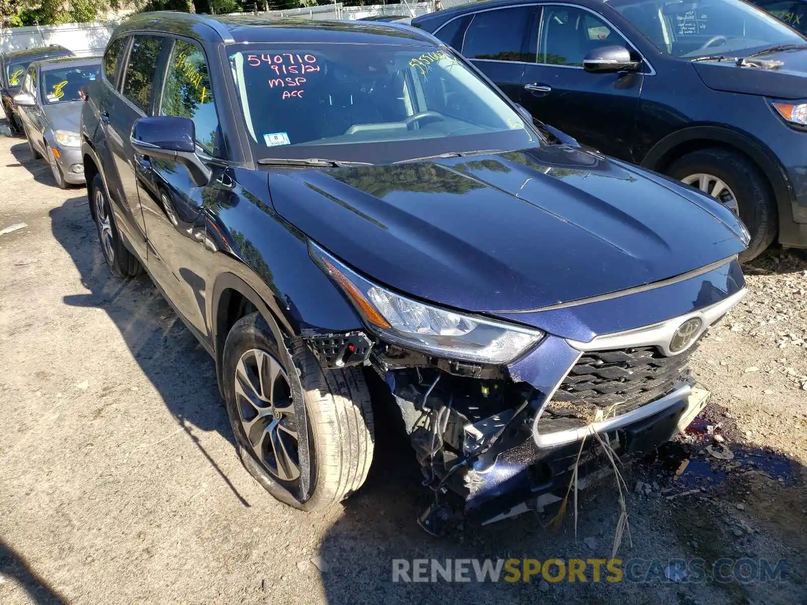 1 Photograph of a damaged car 5TDGZRBH6LS519096 TOYOTA HIGHLANDER 2020