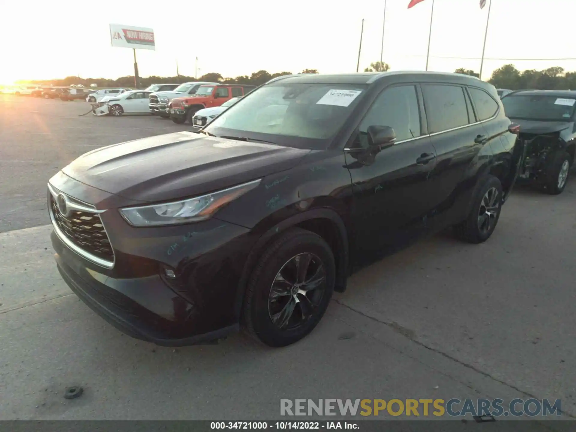 2 Photograph of a damaged car 5TDGZRBH8LS512375 TOYOTA HIGHLANDER 2020