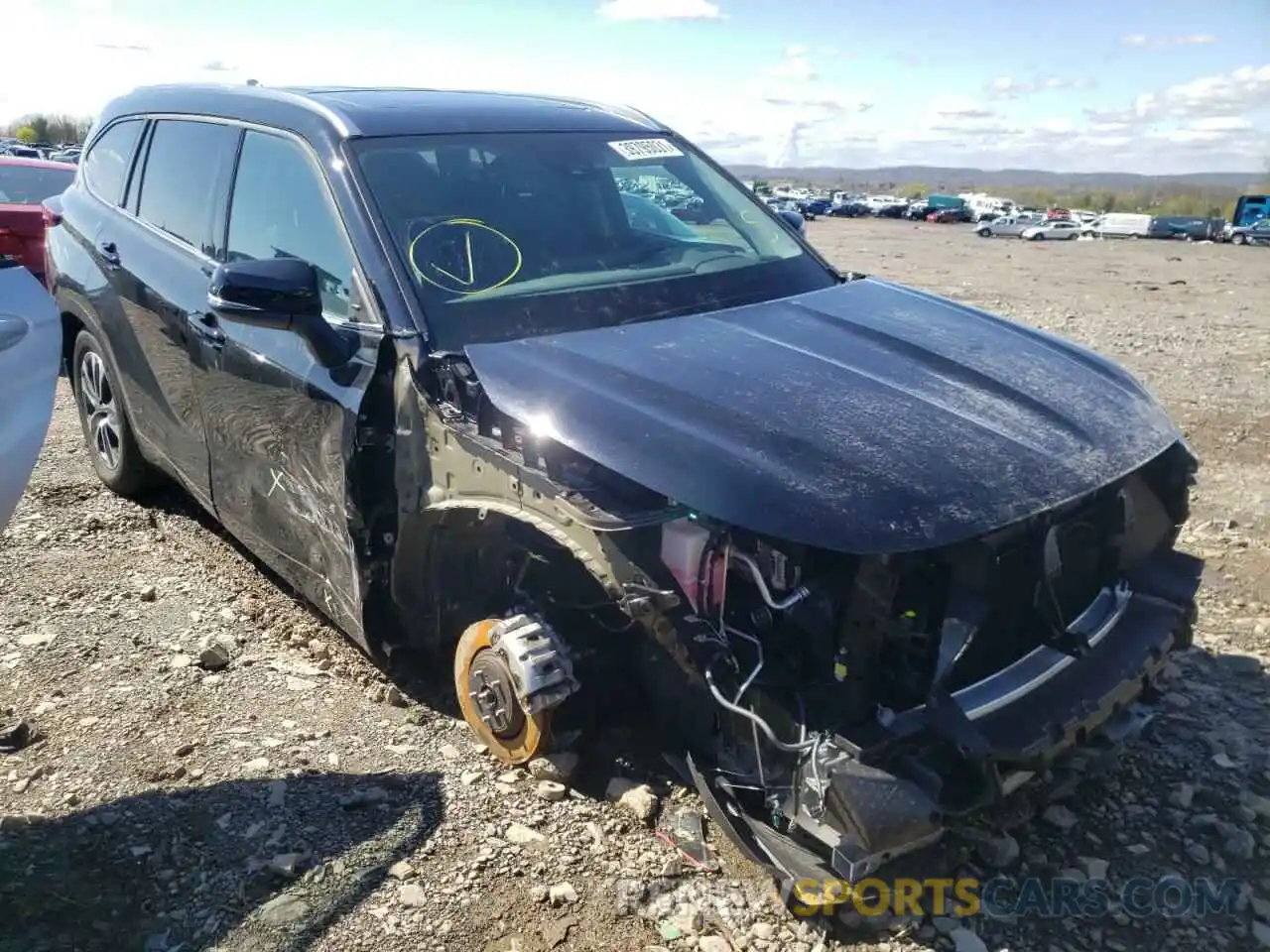 1 Photograph of a damaged car 5TDGZRBH9LS512840 TOYOTA HIGHLANDER 2020