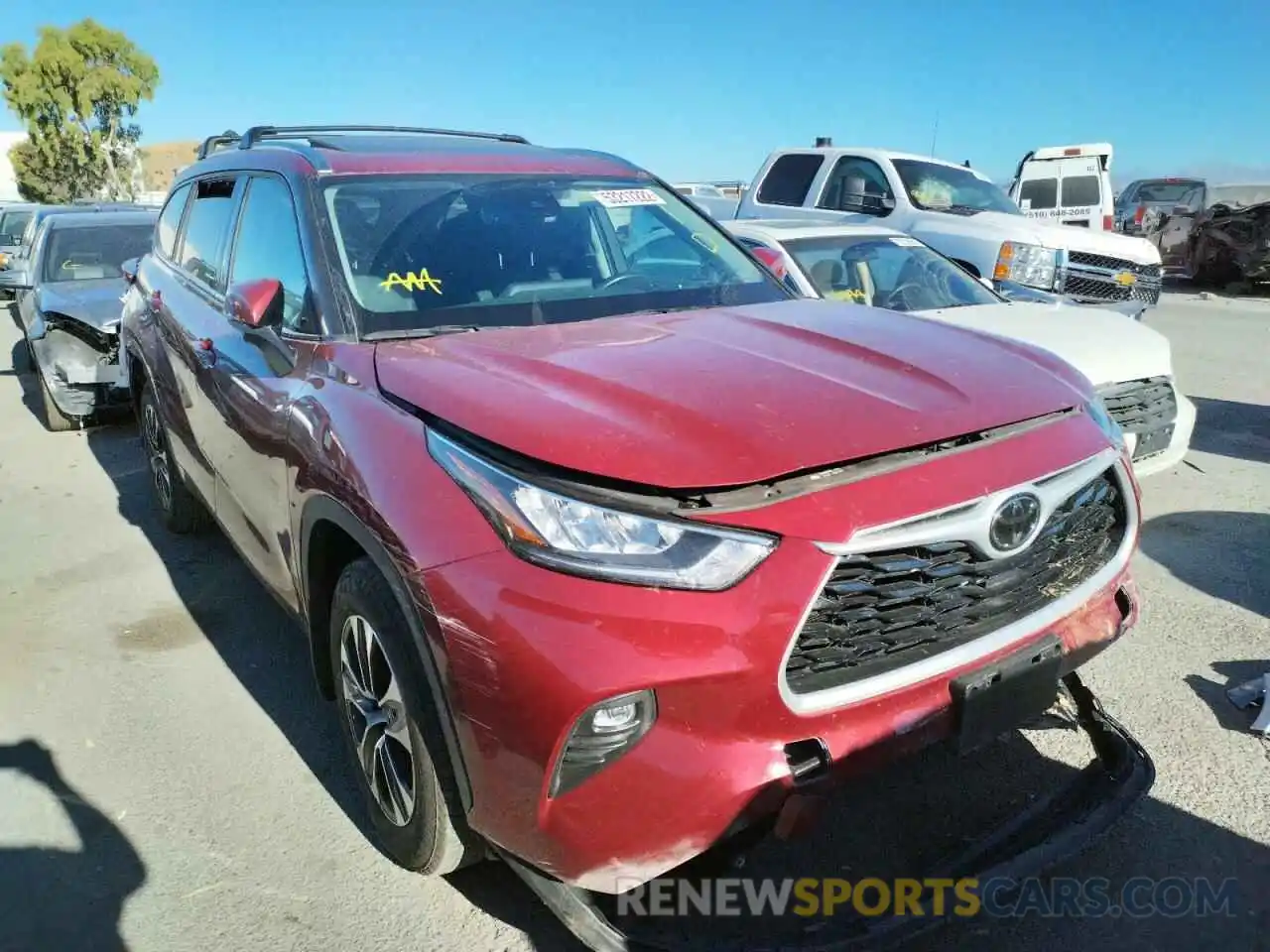 1 Photograph of a damaged car 5TDHZRBH6LS507437 TOYOTA HIGHLANDER 2020