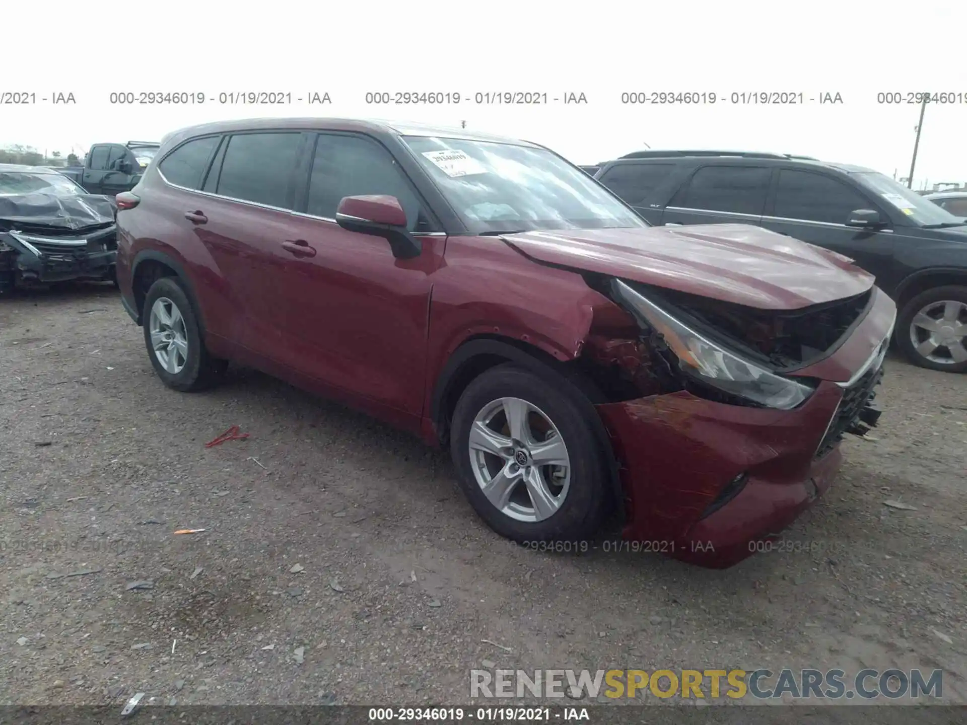 1 Photograph of a damaged car 5TDZZRAH5LS014001 TOYOTA HIGHLANDER 2020