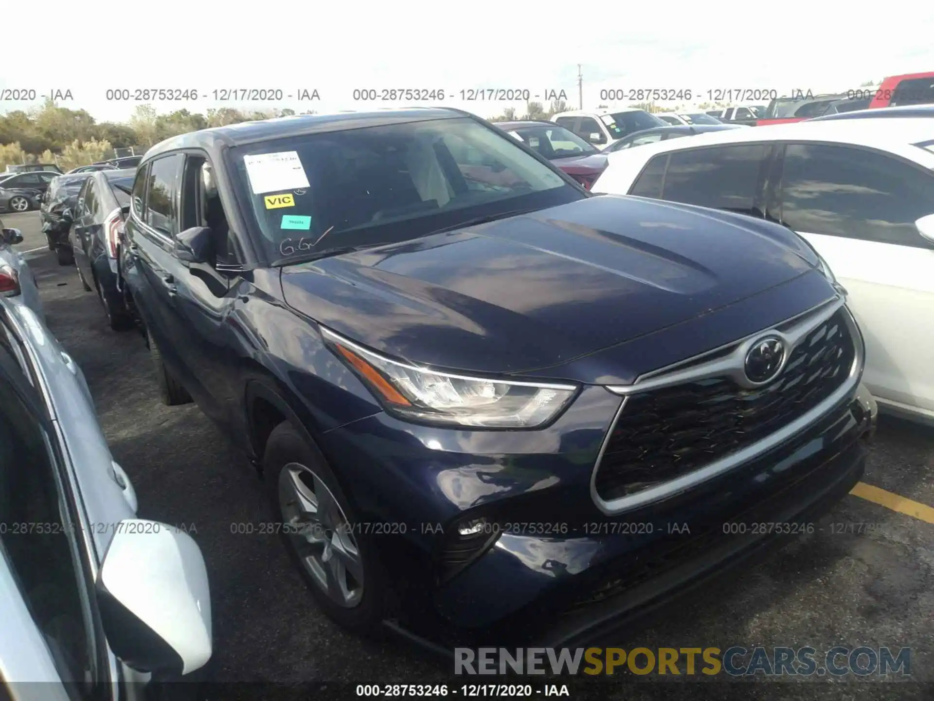 1 Photograph of a damaged car 5TDZZRAH5LS028755 TOYOTA HIGHLANDER 2020