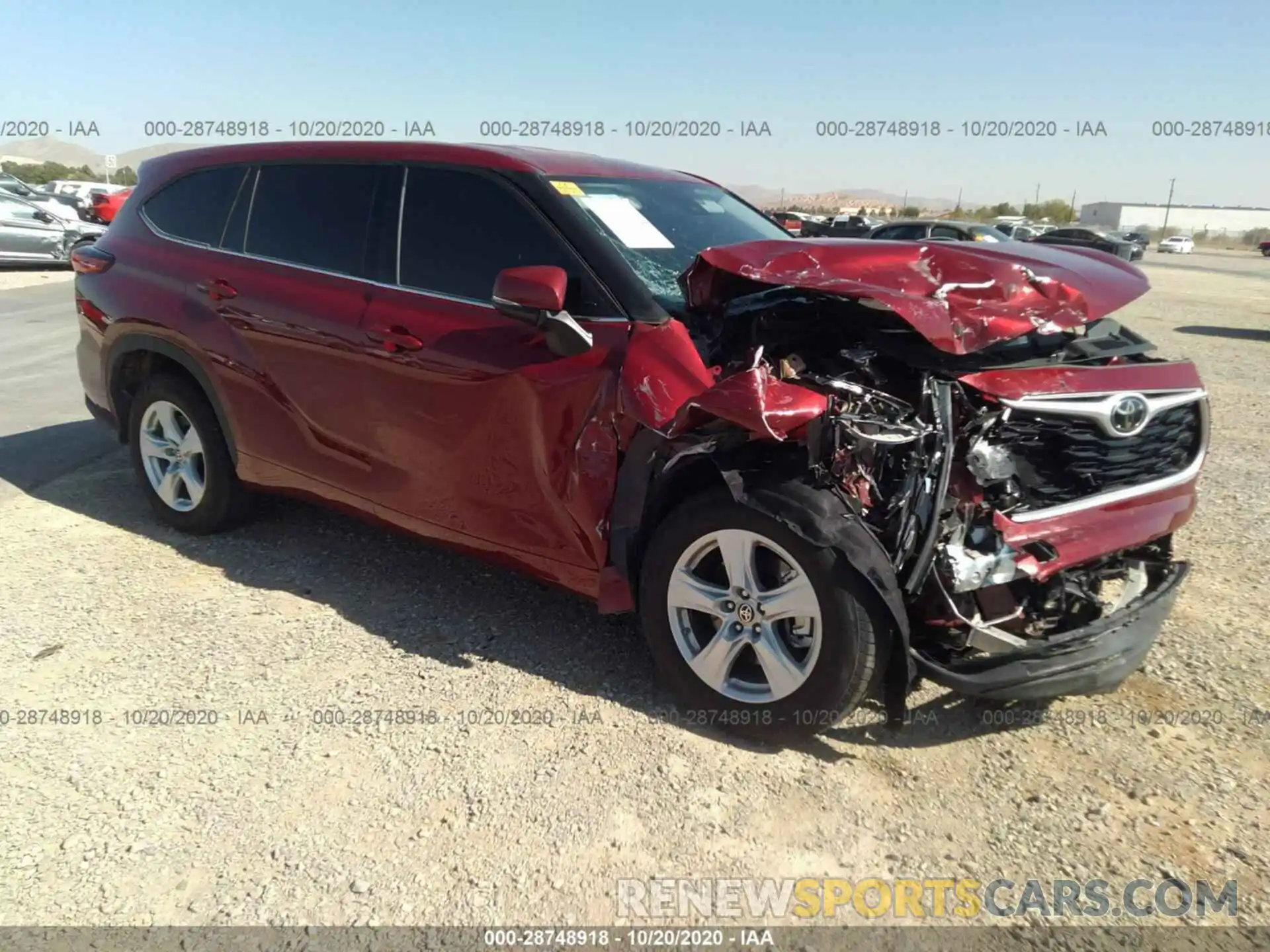 1 Photograph of a damaged car 5TDZZRAH8LS013201 TOYOTA HIGHLANDER 2020