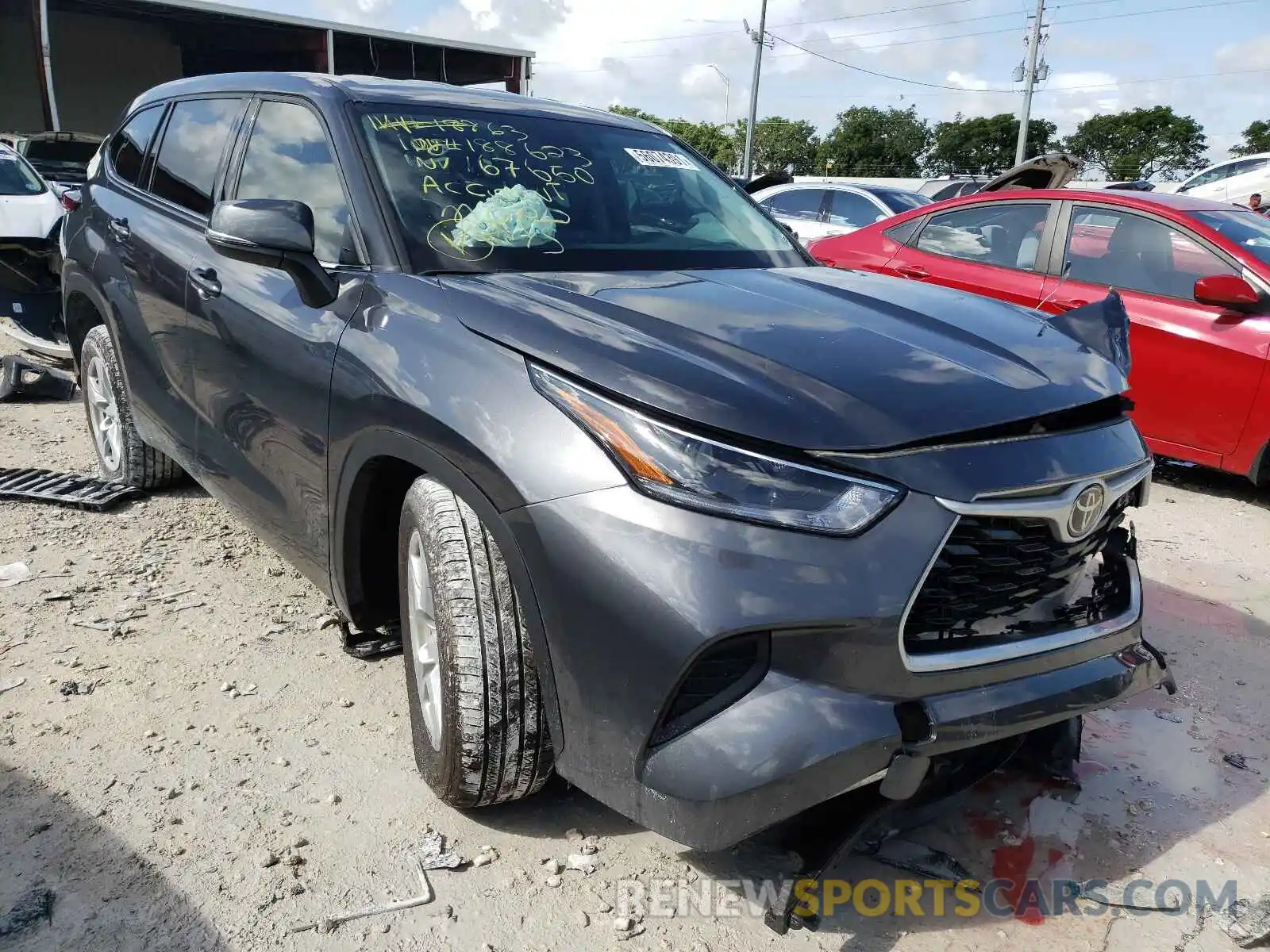 1 Photograph of a damaged car 5TDCZRAHXMS035241 TOYOTA HIGHLANDER 2021