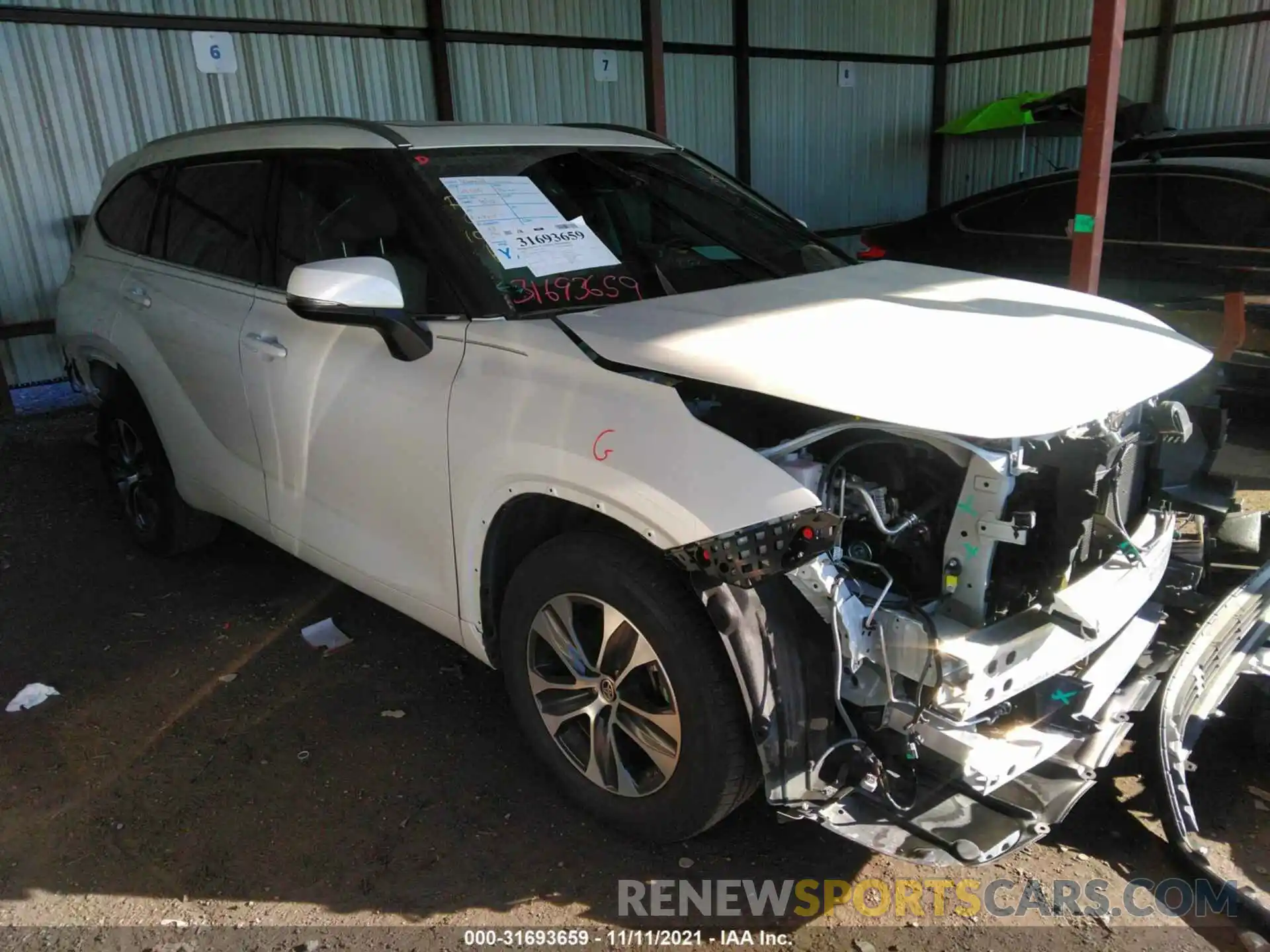 1 Photograph of a damaged car 5TDGZRAH7MS518574 TOYOTA HIGHLANDER 2021