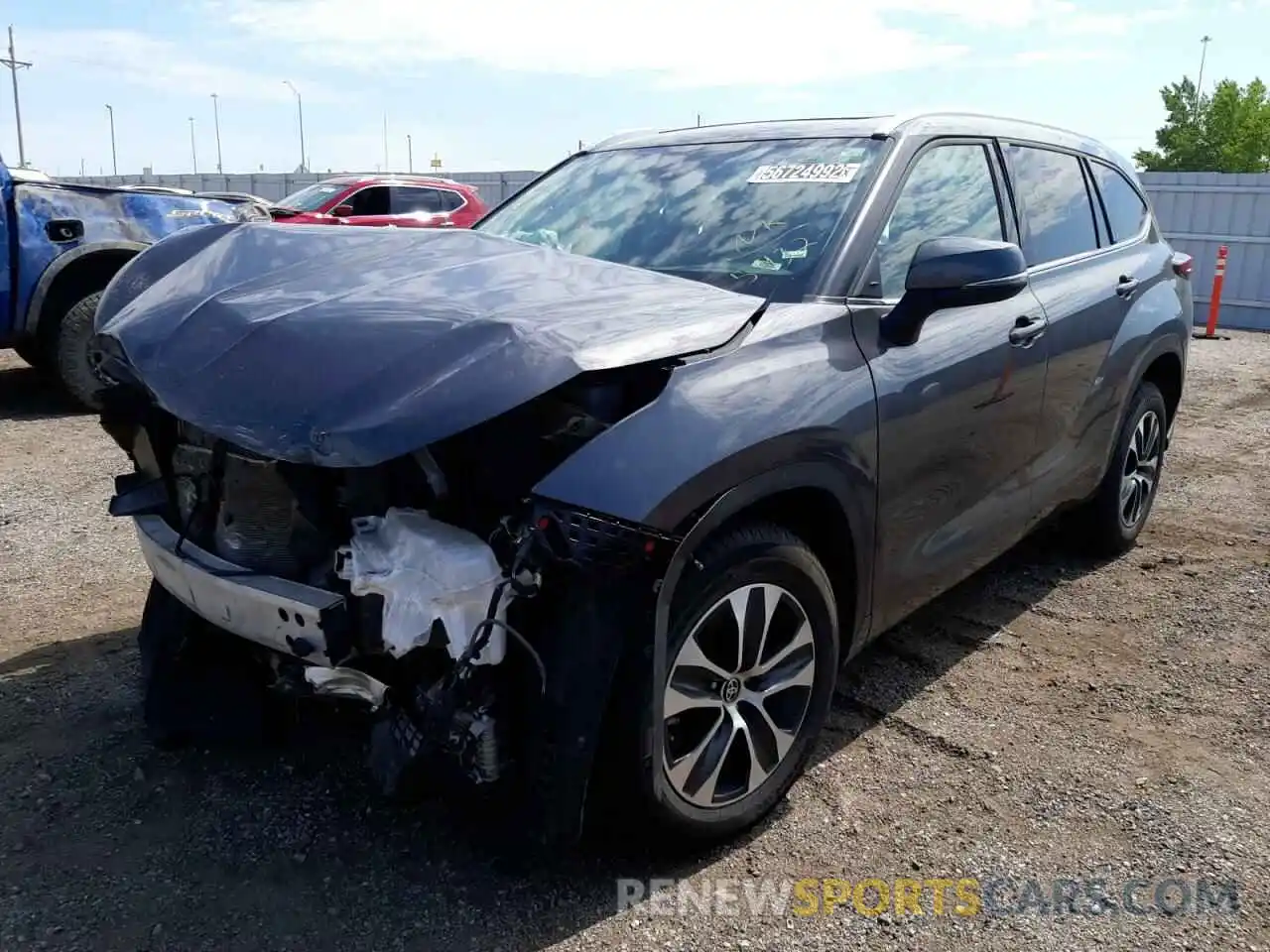 2 Photograph of a damaged car 5TDGZRAH9MS065932 TOYOTA HIGHLANDER 2021