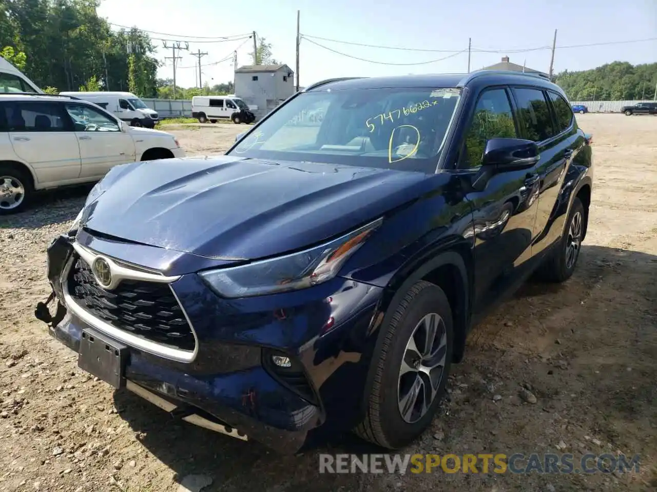 2 Photograph of a damaged car 5TDGZRBH9MS525623 TOYOTA HIGHLANDER 2021