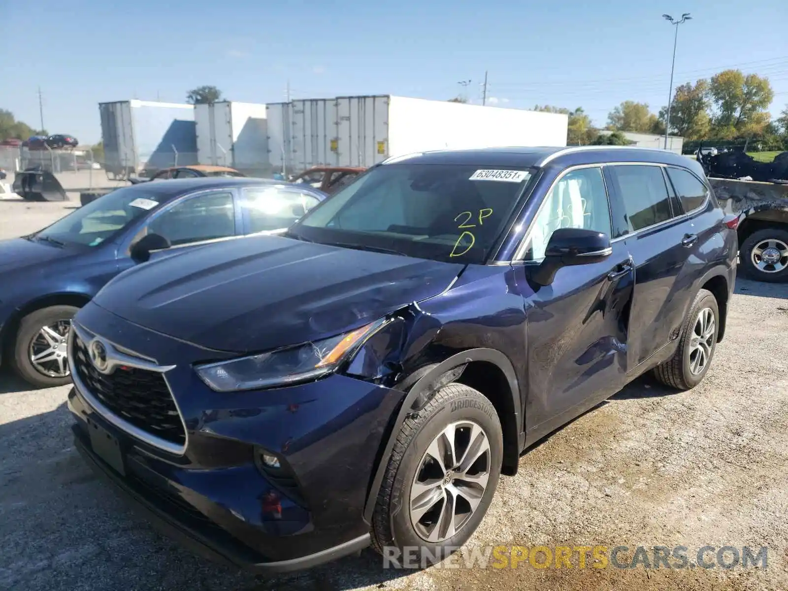 2 Photograph of a damaged car 5TDGZRBHXMS554144 TOYOTA HIGHLANDER 2021