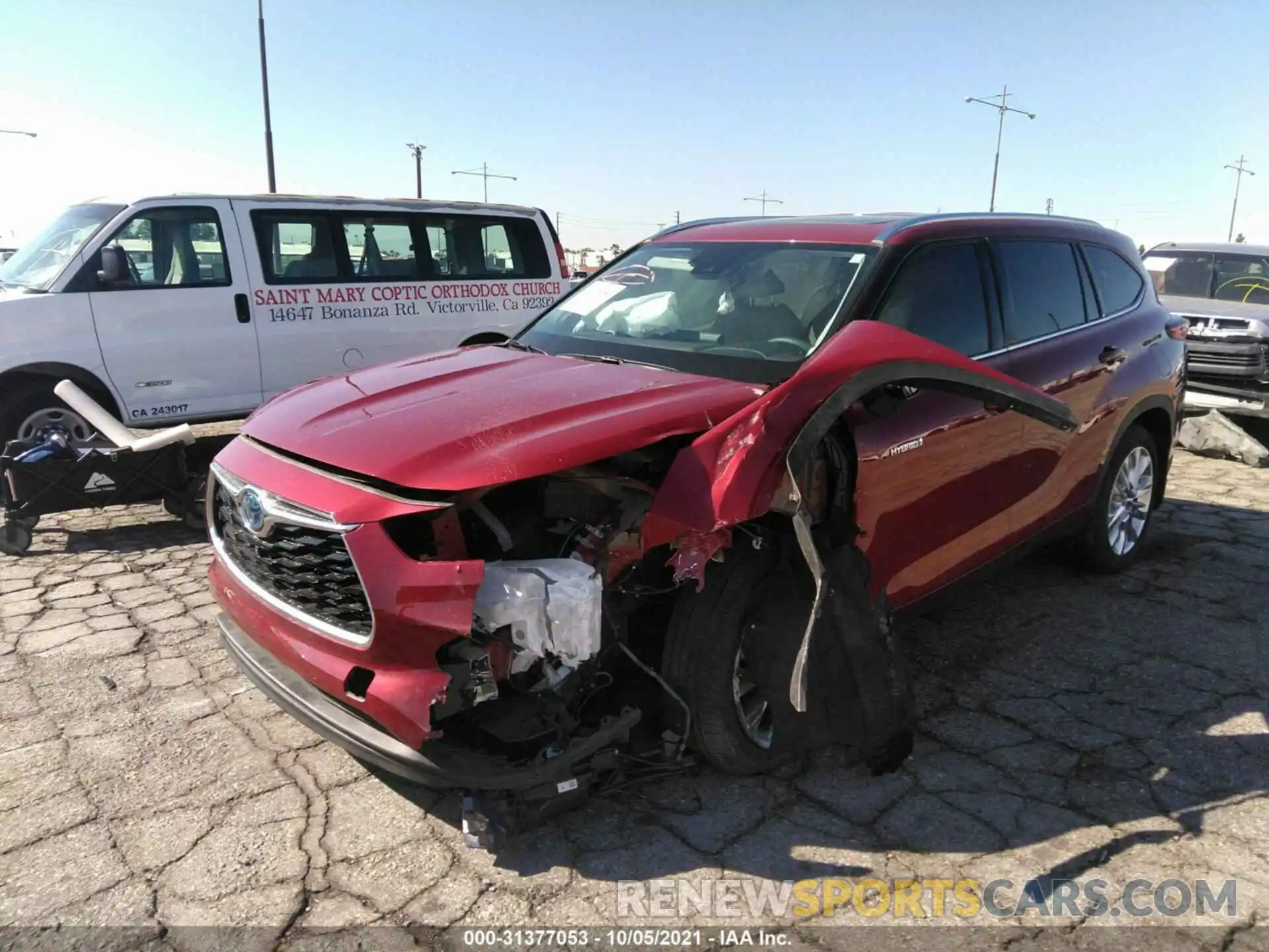 2 Photograph of a damaged car 5TDXBRCH4MS519988 TOYOTA HIGHLANDER 2021