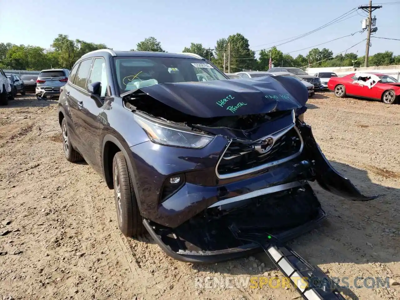 1 Photograph of a damaged car 5TDGZRAH4NS550528 TOYOTA HIGHLANDER 2022