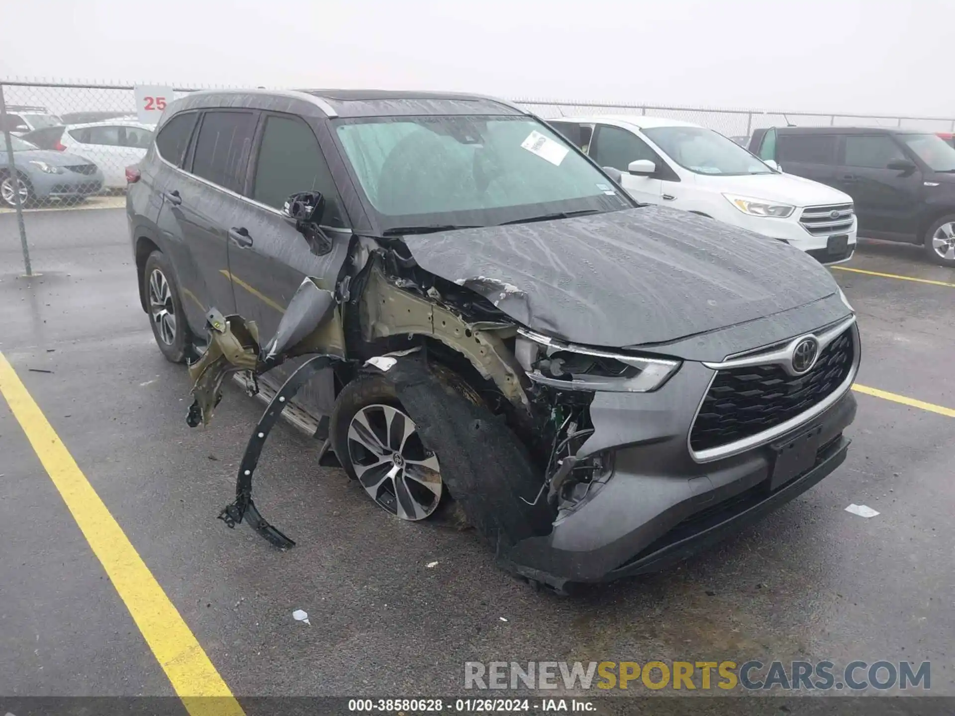 1 Photograph of a damaged car 5TDGZRAH7NS127006 TOYOTA HIGHLANDER 2022