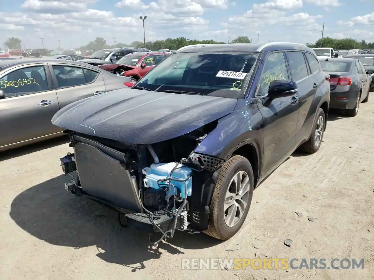 2 Photograph of a damaged car 5TDGZRBH8NS574815 TOYOTA HIGHLANDER 2022