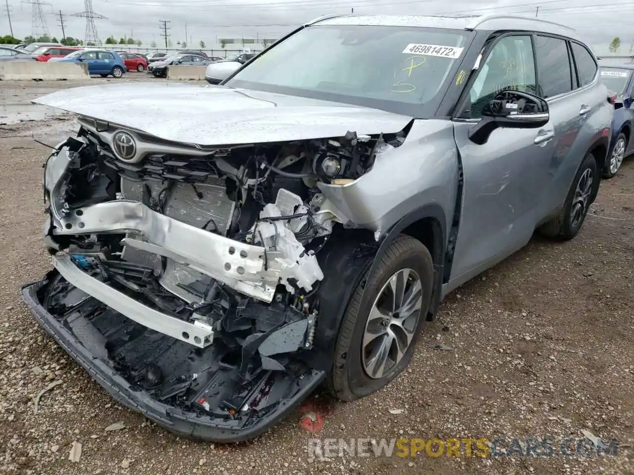 2 Photograph of a damaged car 5TDGZRBHXNS569910 TOYOTA HIGHLANDER 2022