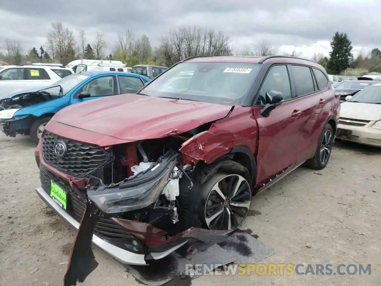 2 Photograph of a damaged car 5TDJZRBH0NS170073 TOYOTA HIGHLANDER 2022