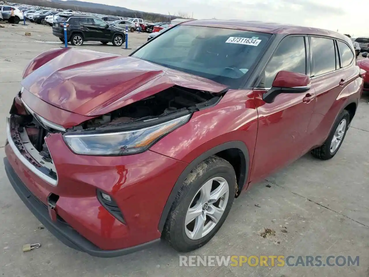 1 Photograph of a damaged car 5TDZZRAH0NS128071 TOYOTA HIGHLANDER 2022