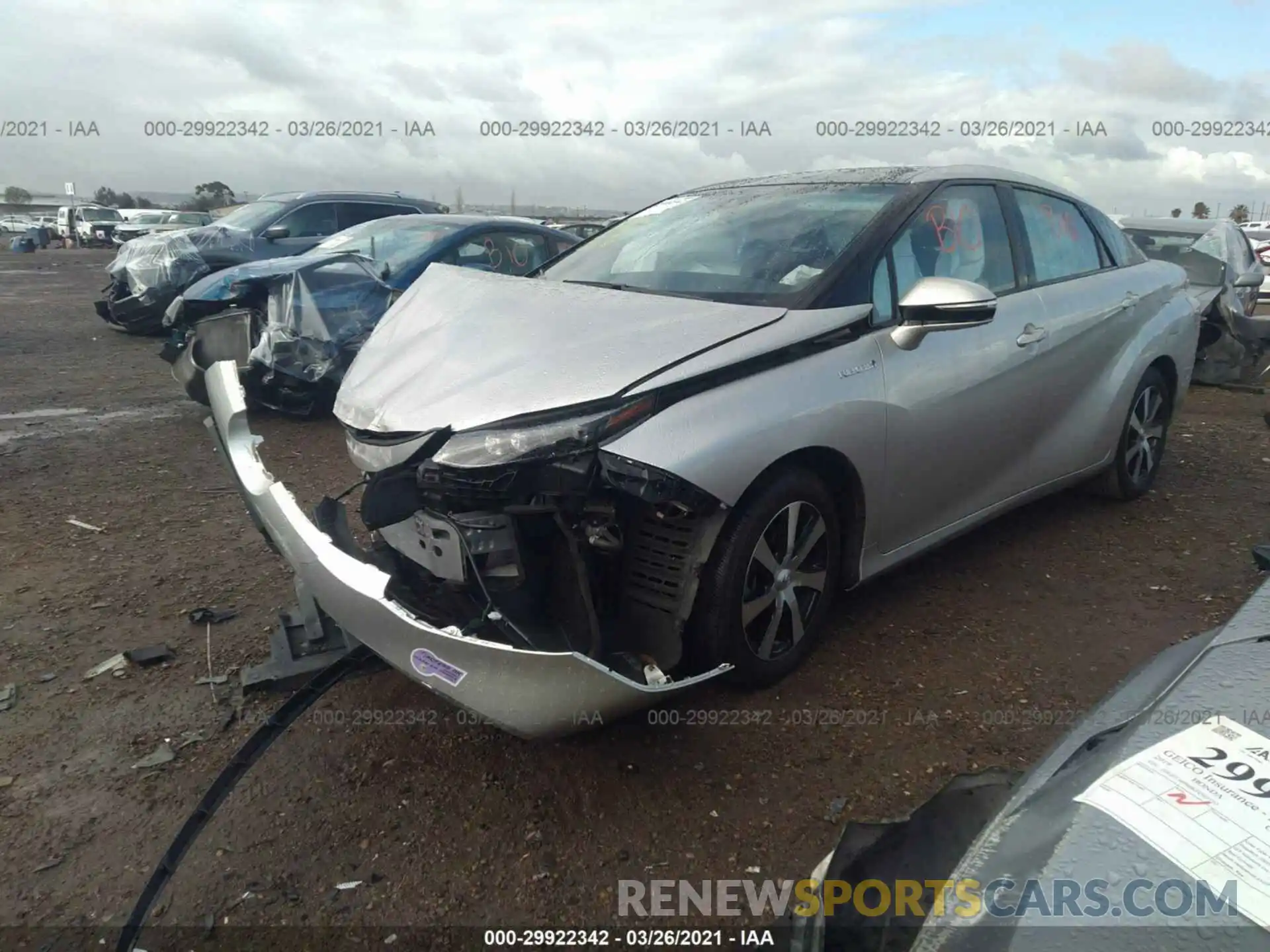 2 Photograph of a damaged car JTDBVRBD6KA006316 TOYOTA MIRAI 2019