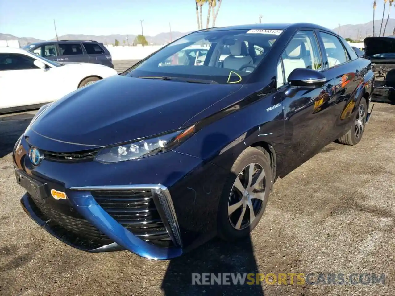 2 Photograph of a damaged car JTDBVRBD8KA007239 TOYOTA MIRAI 2019