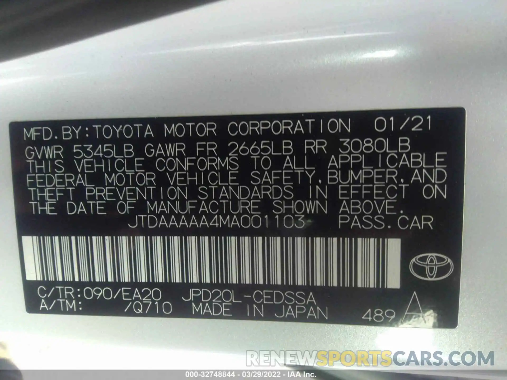 9 Photograph of a damaged car JTDAAAAA4MA001103 TOYOTA MIRAI 2021