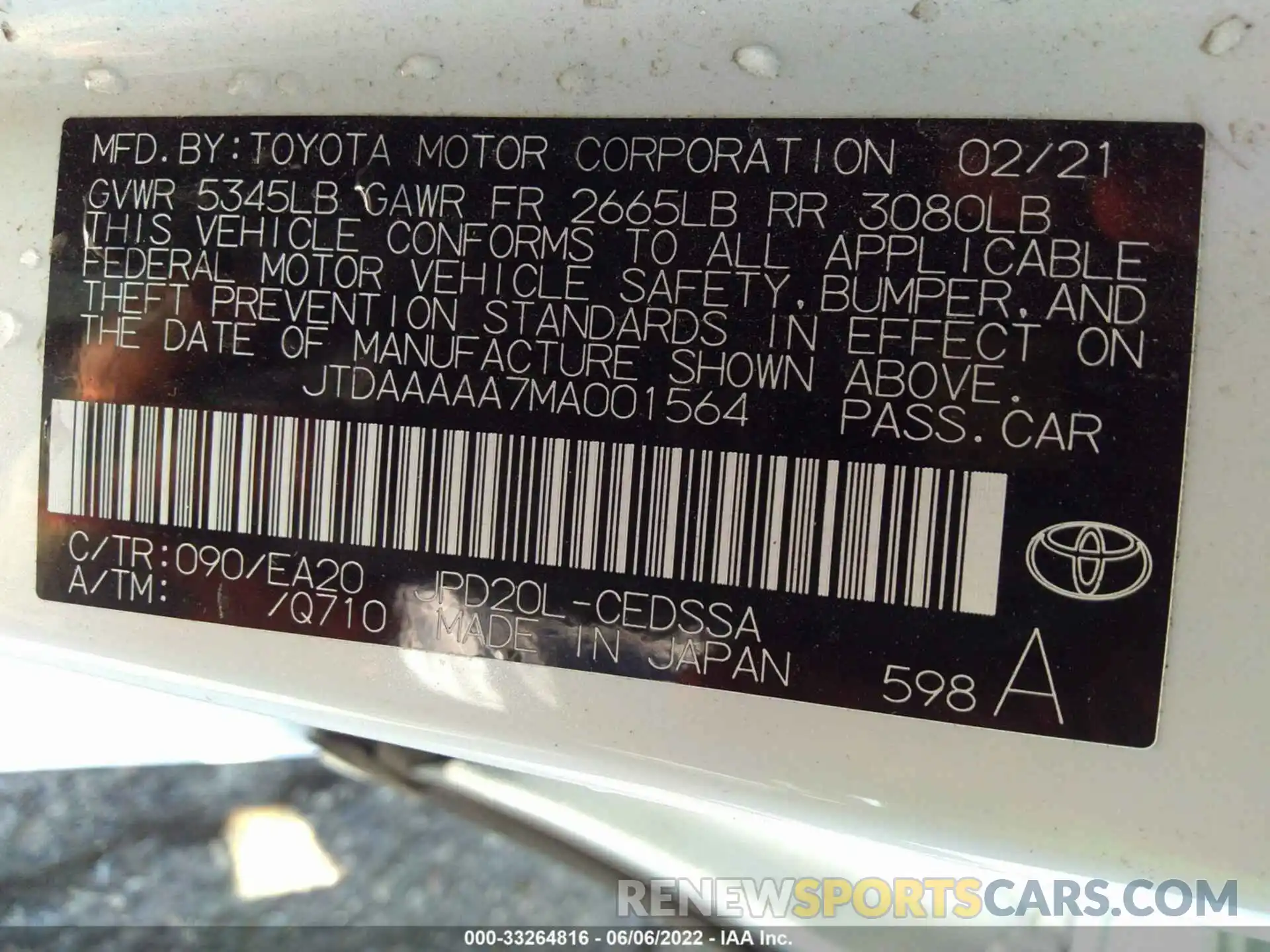 9 Photograph of a damaged car JTDAAAAA7MA001564 TOYOTA MIRAI 2021