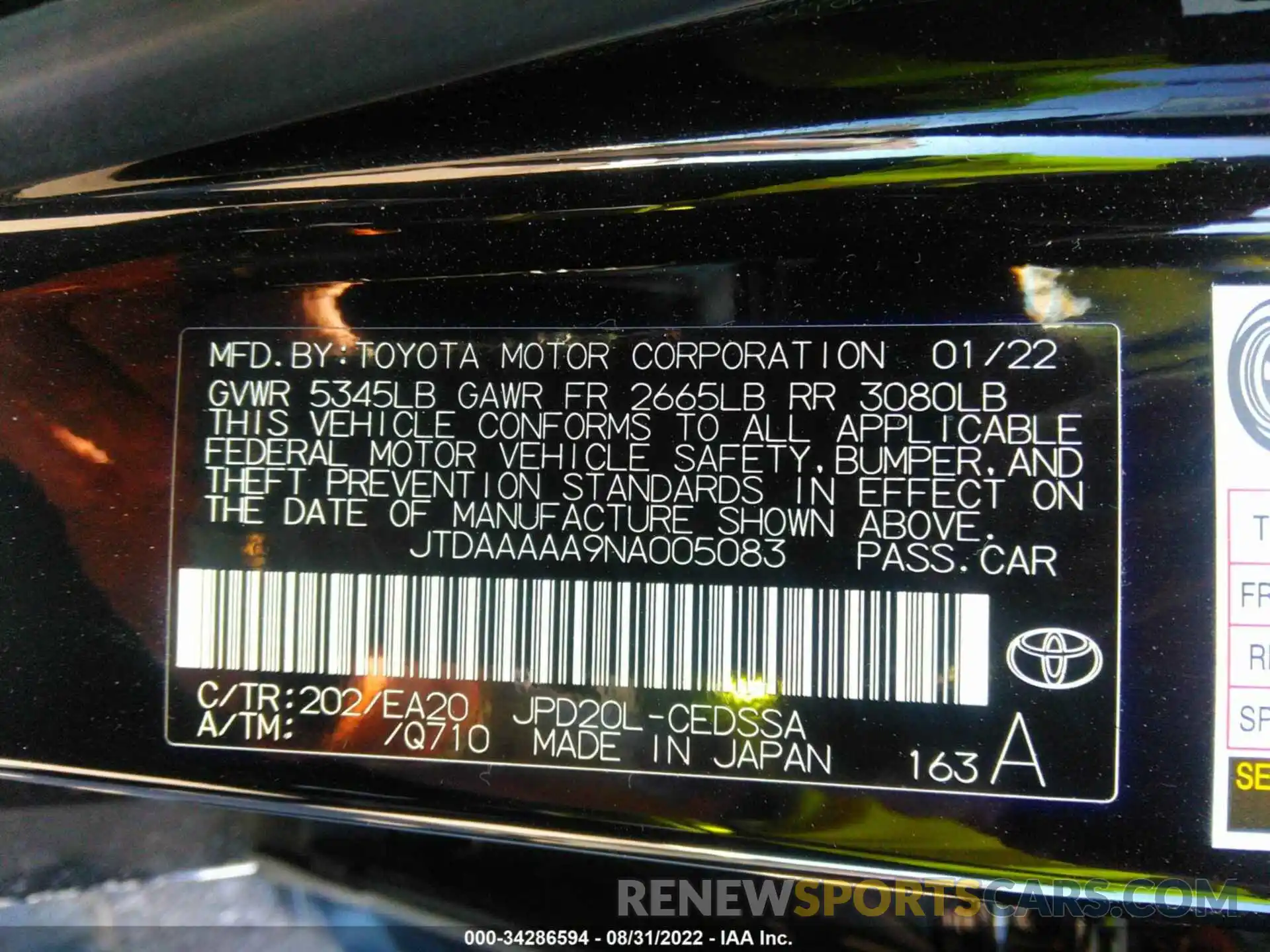 9 Photograph of a damaged car JTDAAAAA9NA005083 TOYOTA MIRAI 2022