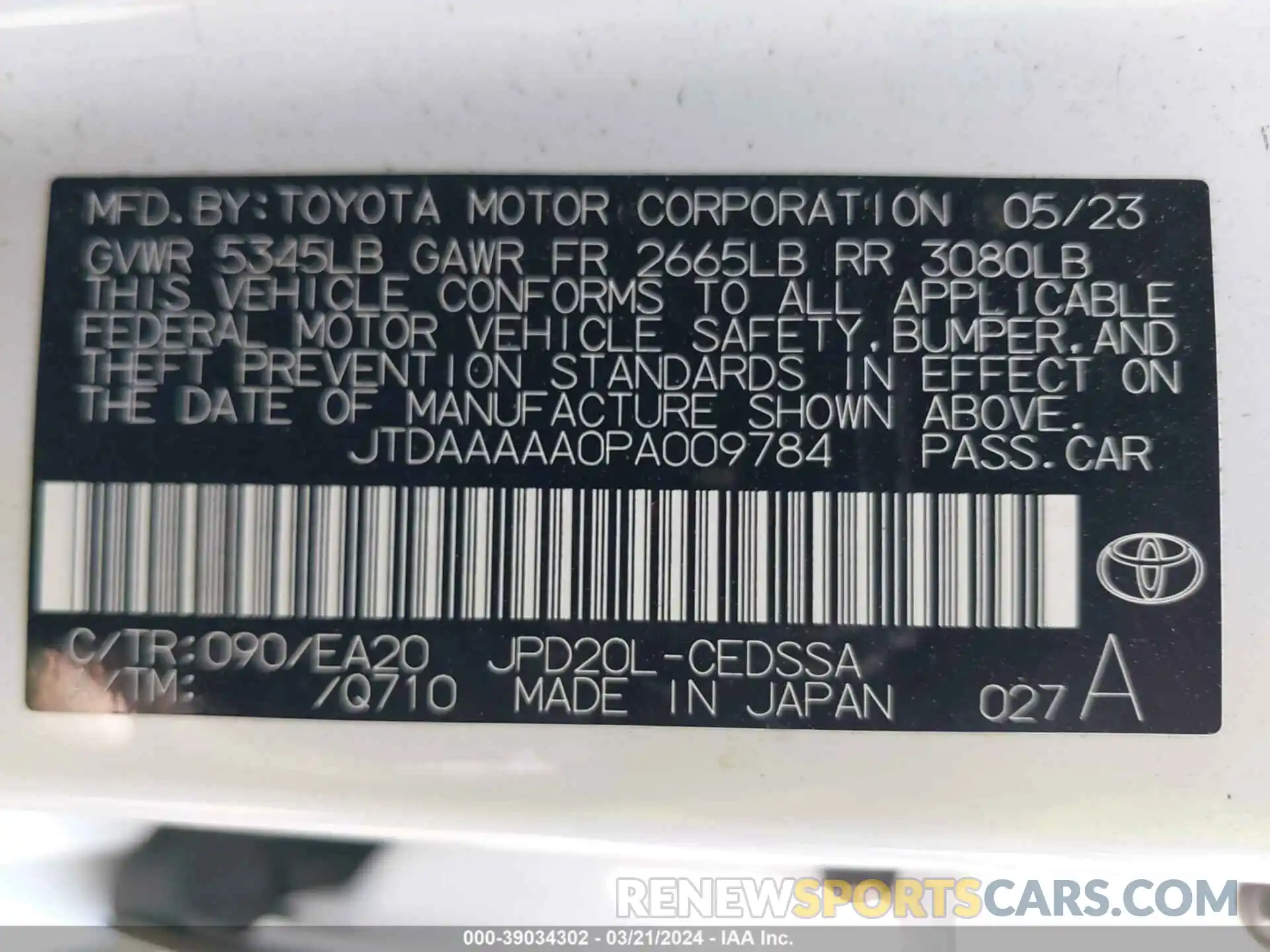 9 Photograph of a damaged car JTDAAAAA0PA009784 TOYOTA MIRAI 2023